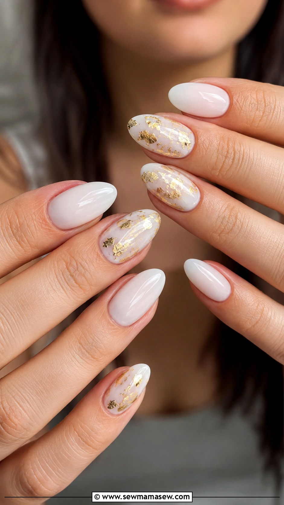 Gold Foil Accent Gel Nails - 50 gel polish - 50 gel polish