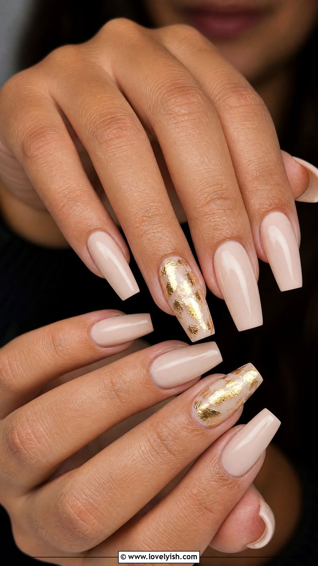 Gold Foil Accent Nails - 50 mothers day nail designs - 50 mothers day nail designs