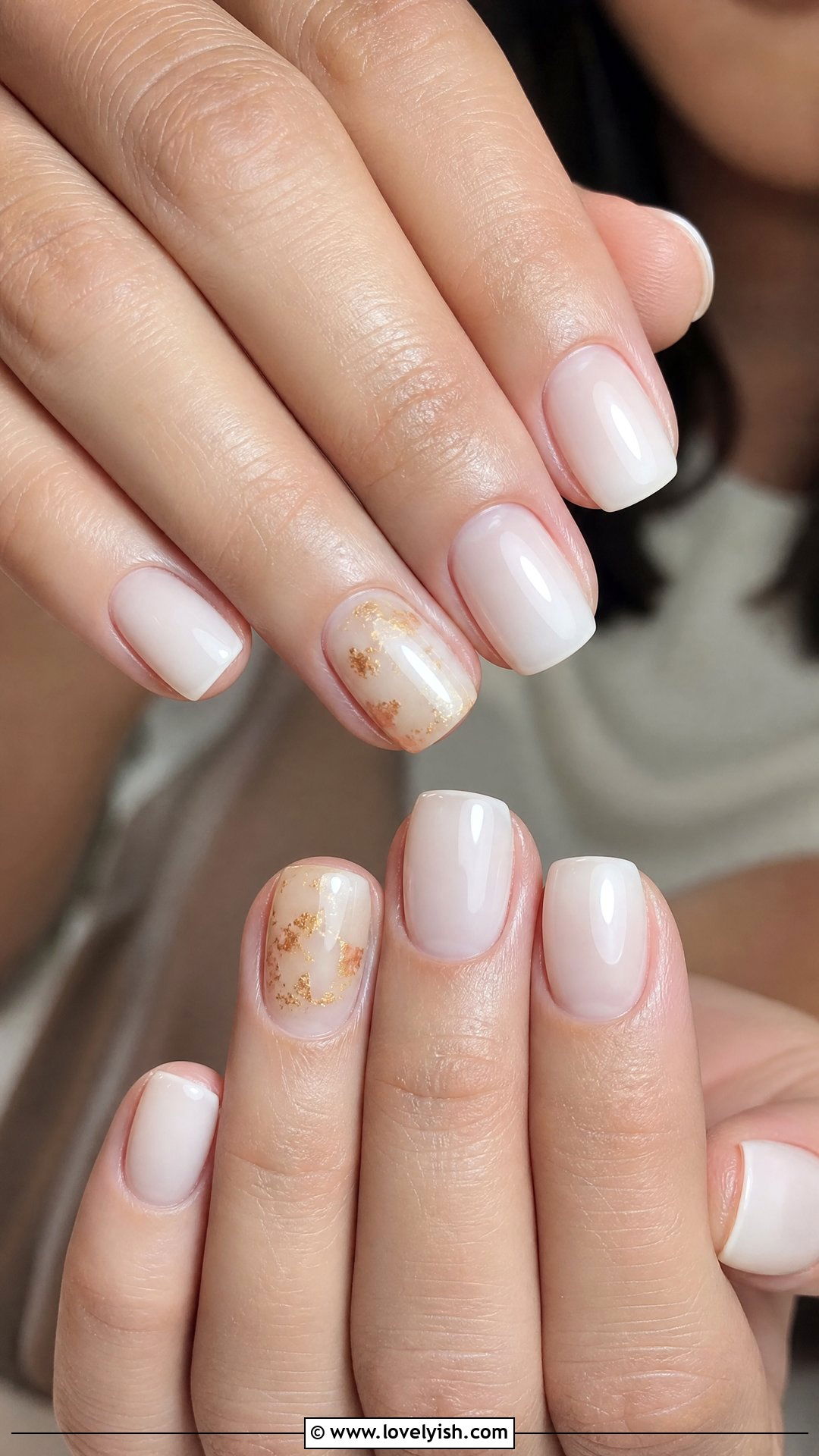 Gold Foil Accent Short Acrylic Nails - 50 short acrylic nails - 50 short acrylic nails