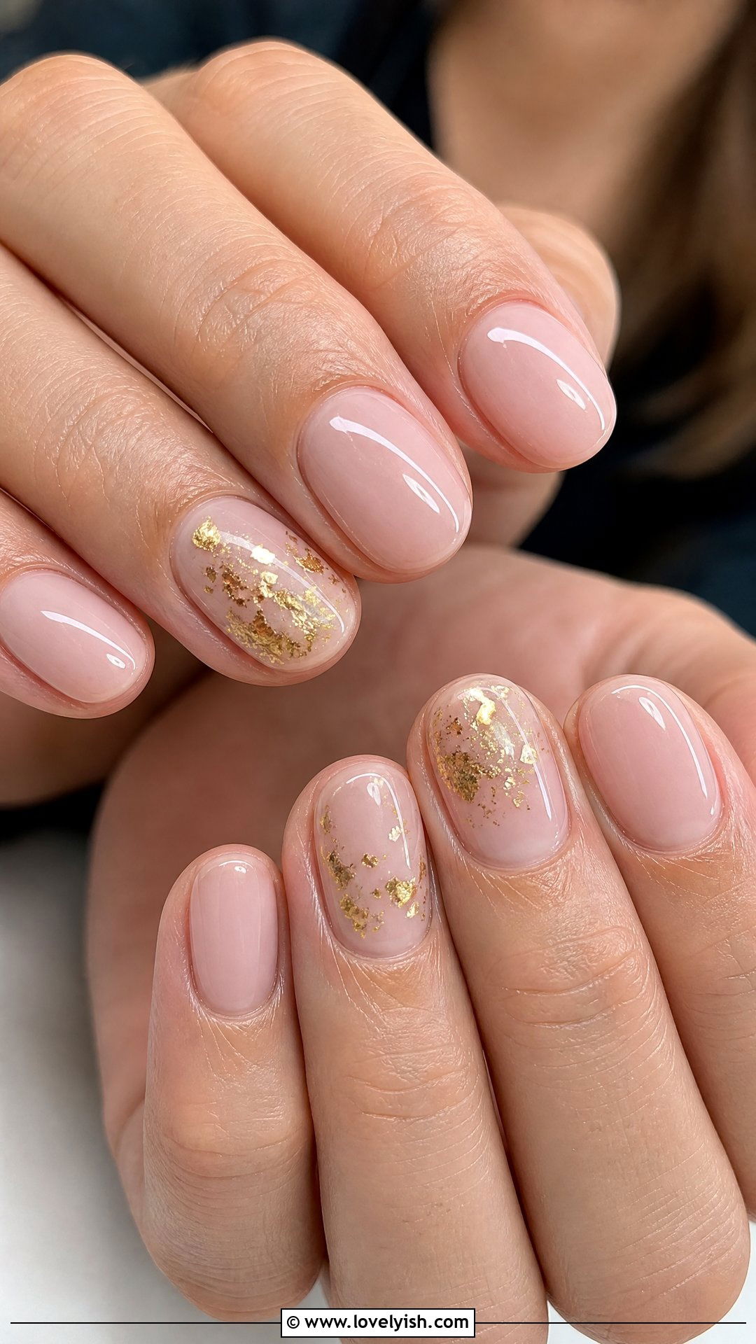 Gold Foil Accent Short Nails - 35 short nails designs - 35 short nails designs