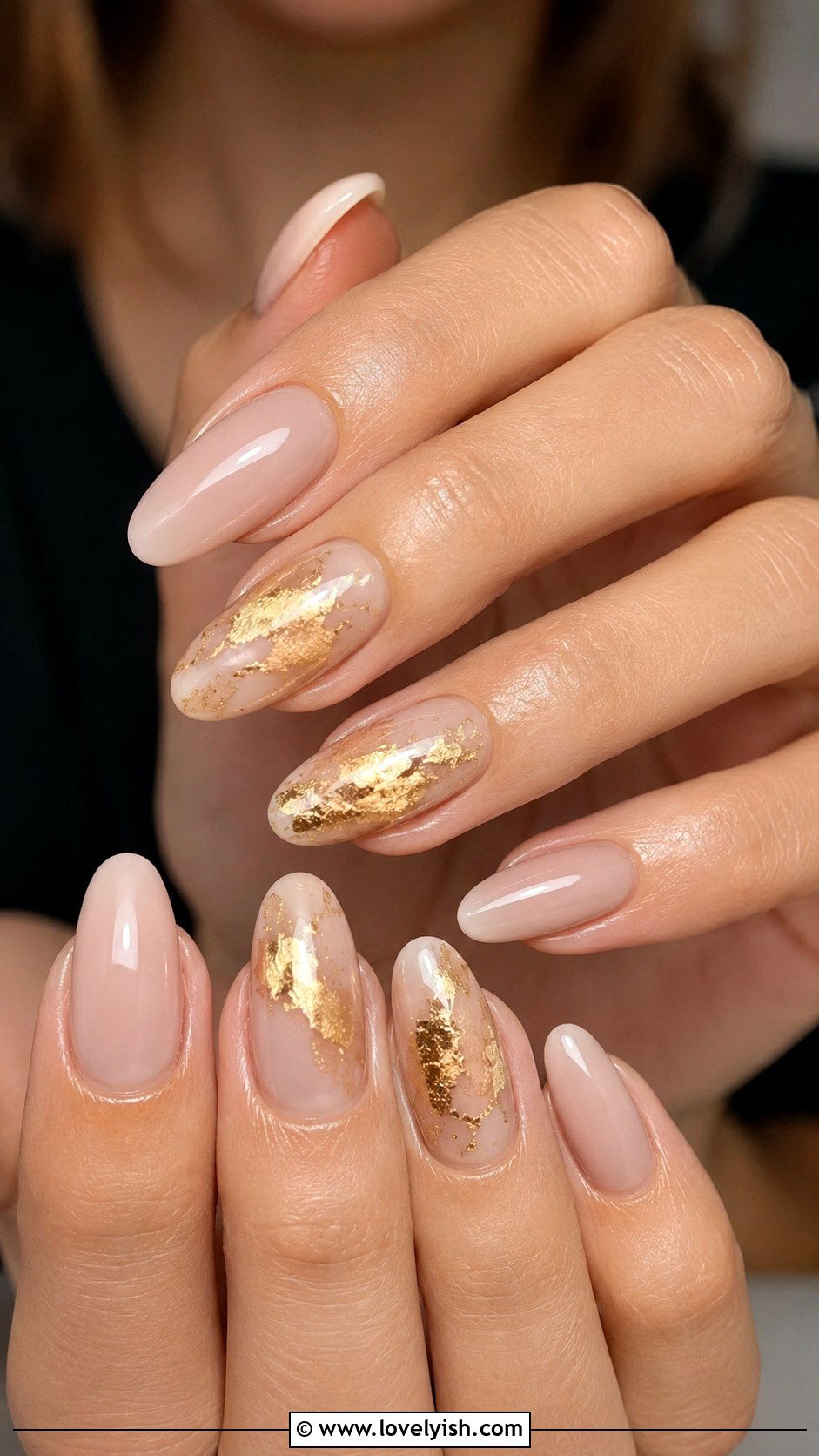 Gold Foil Accent Wedding Nails - 38 wedding nail designs - 38 wedding nail designs
