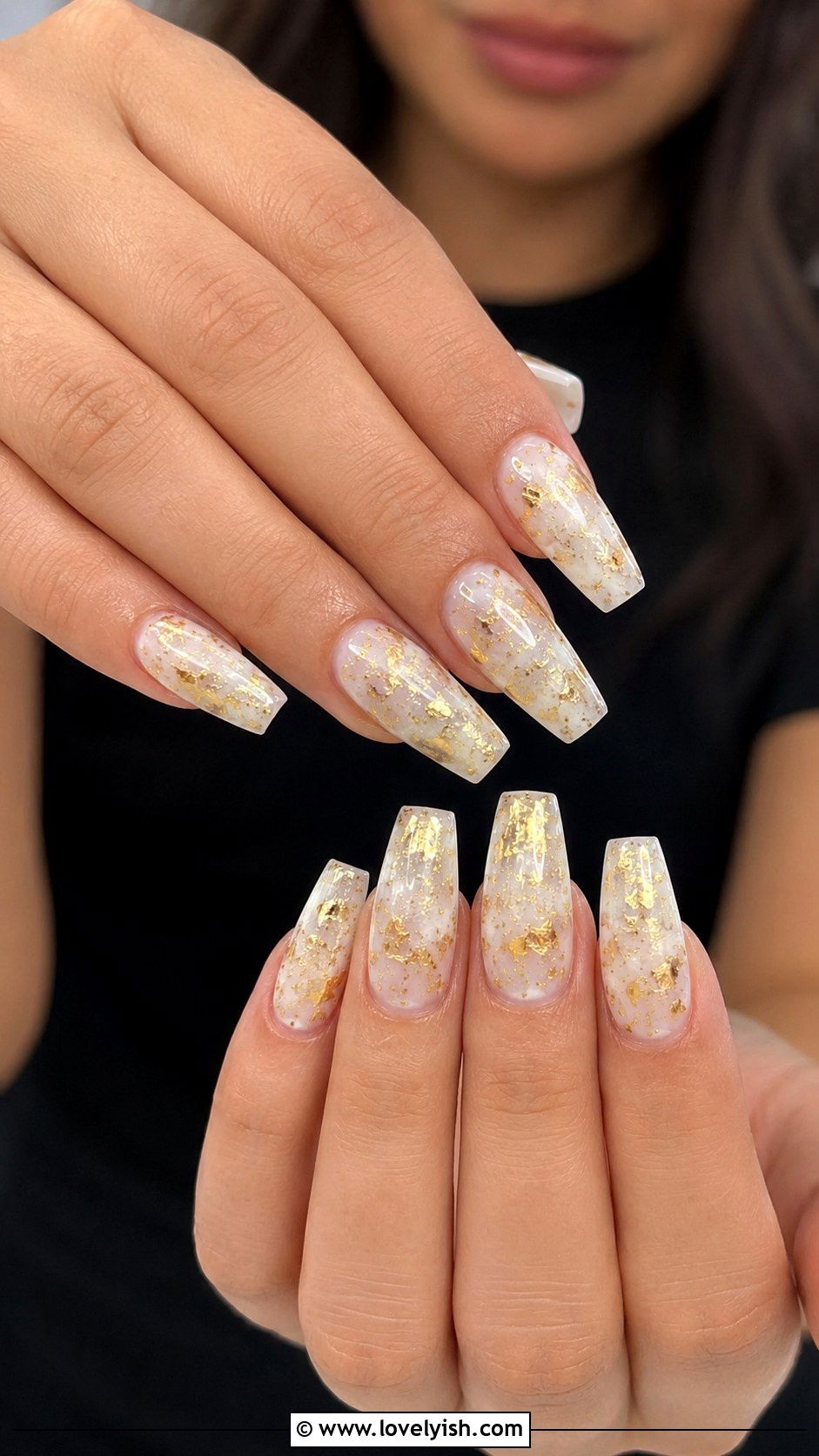 Gold Foil Dip Nails - 25 dip nail designs - 25 dip nail designs