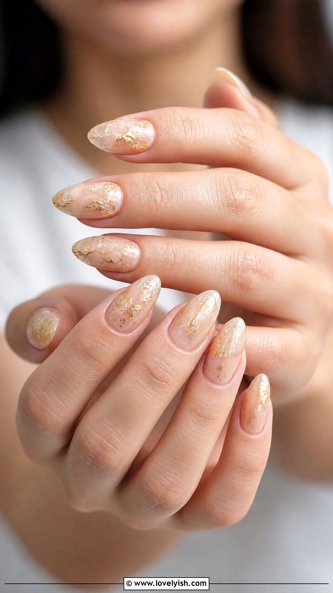 Gold Foil Flake Builder Gel Nails - 50 builder gel nails - 50 builder gel nails