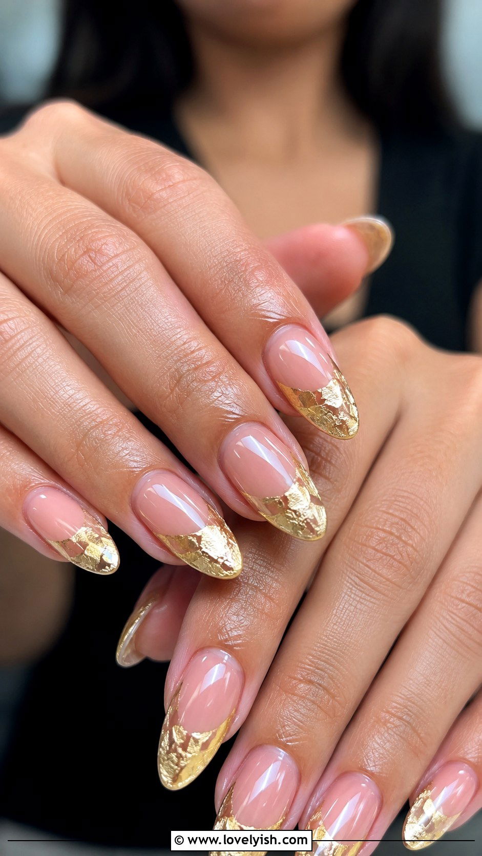 Gold Foil French Tip Birthday Nails - 50 birthday nails - 50 birthday nails