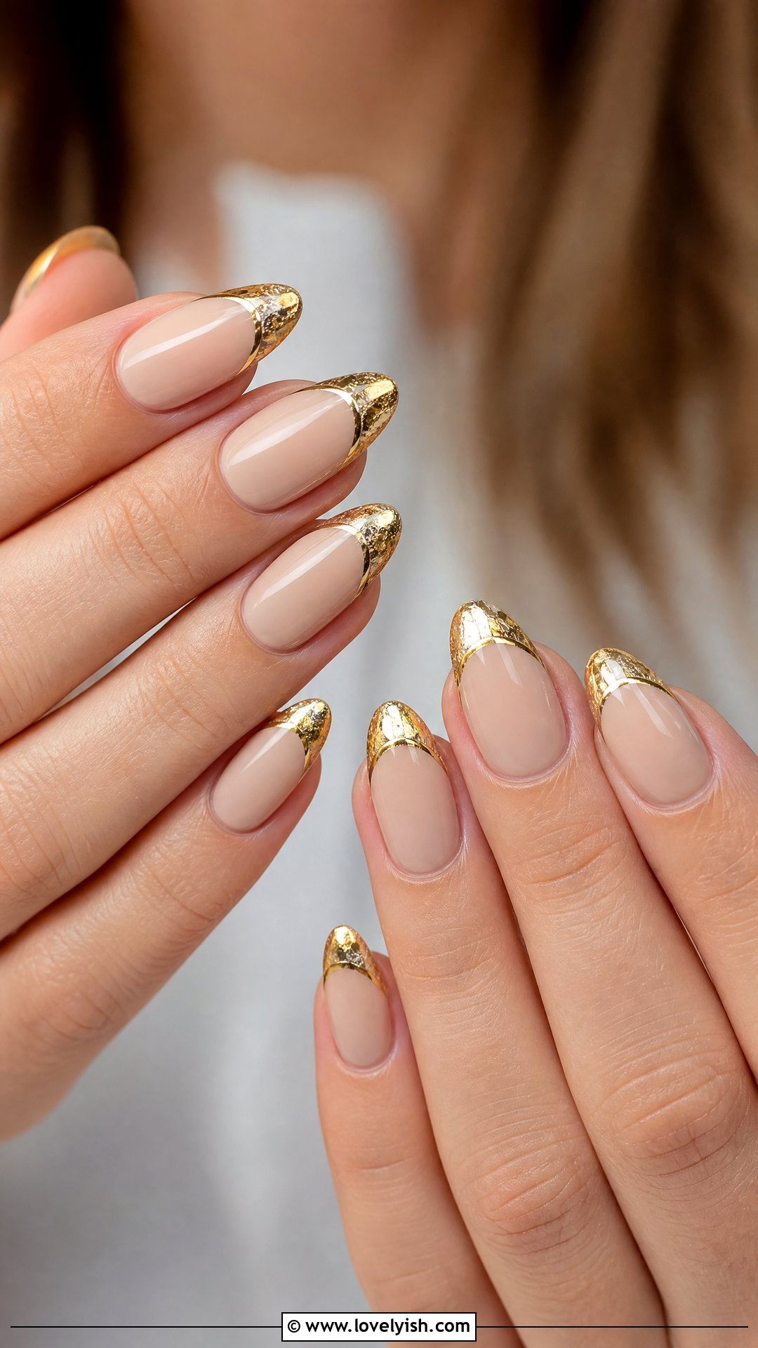 Gold Foil French Tip Holiday Nails - 50 holiday nails - 50 holiday nails