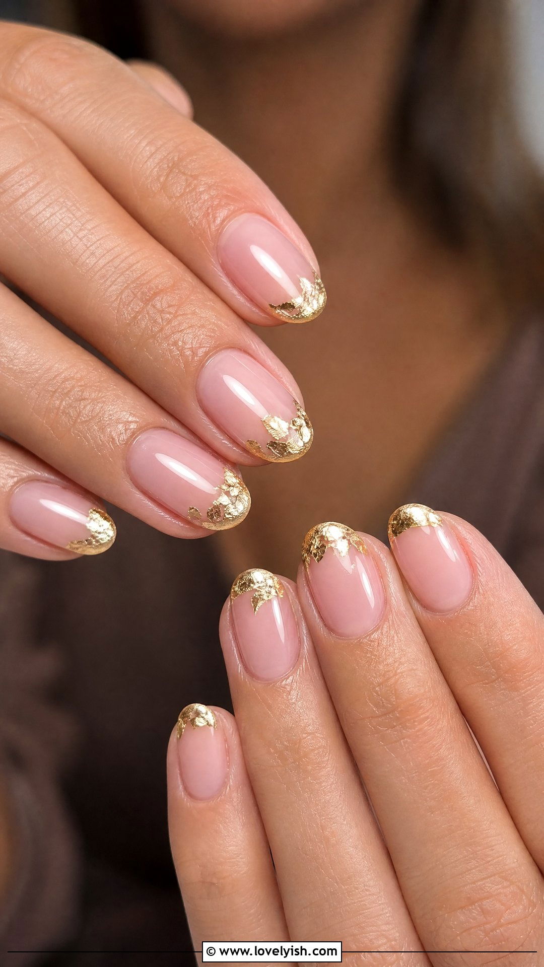 Gold Foil French Tip Short Nails - 50 short french tip nails - 50 short french tip nails