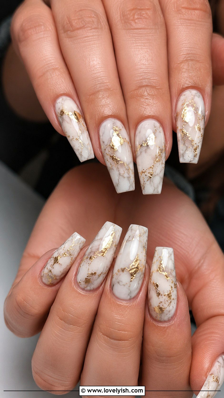 Gold Foil Marble Nails - 50 luxury nails - 50 luxury nails