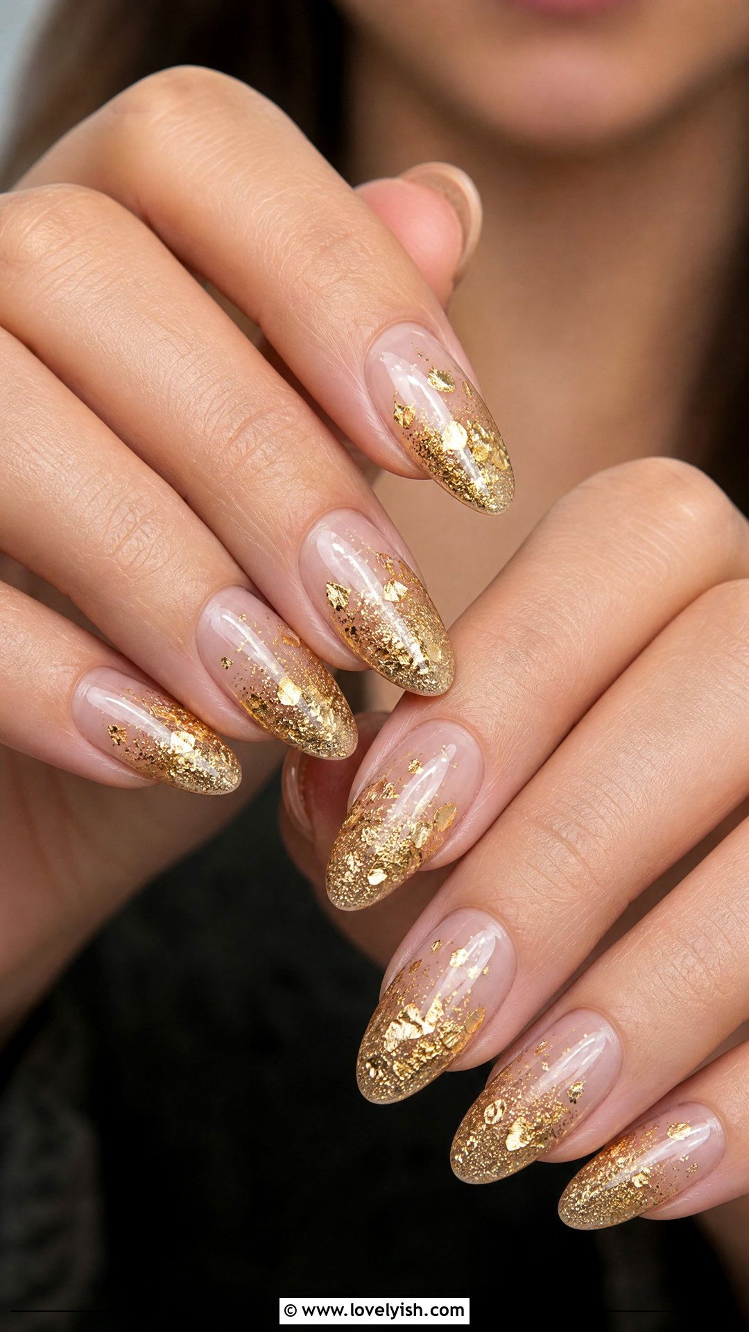 Gold Foil Mix Glitter Nails - 50 sparkly nails - 50 sparkly nails