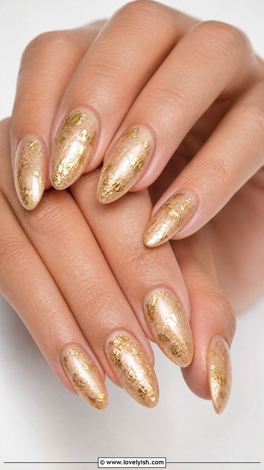 Gold Foil Nude Nails - 50 quick nail designs - 50 quick nail designs