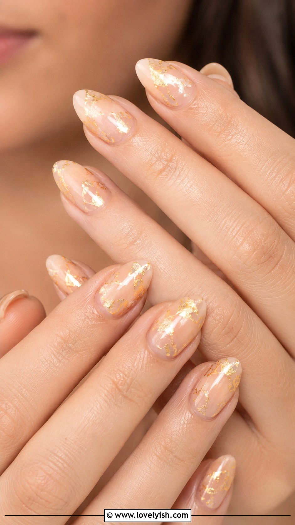 Gold Foil Nude Nails - 35 nail art design ideas - 35 nail art design ideas