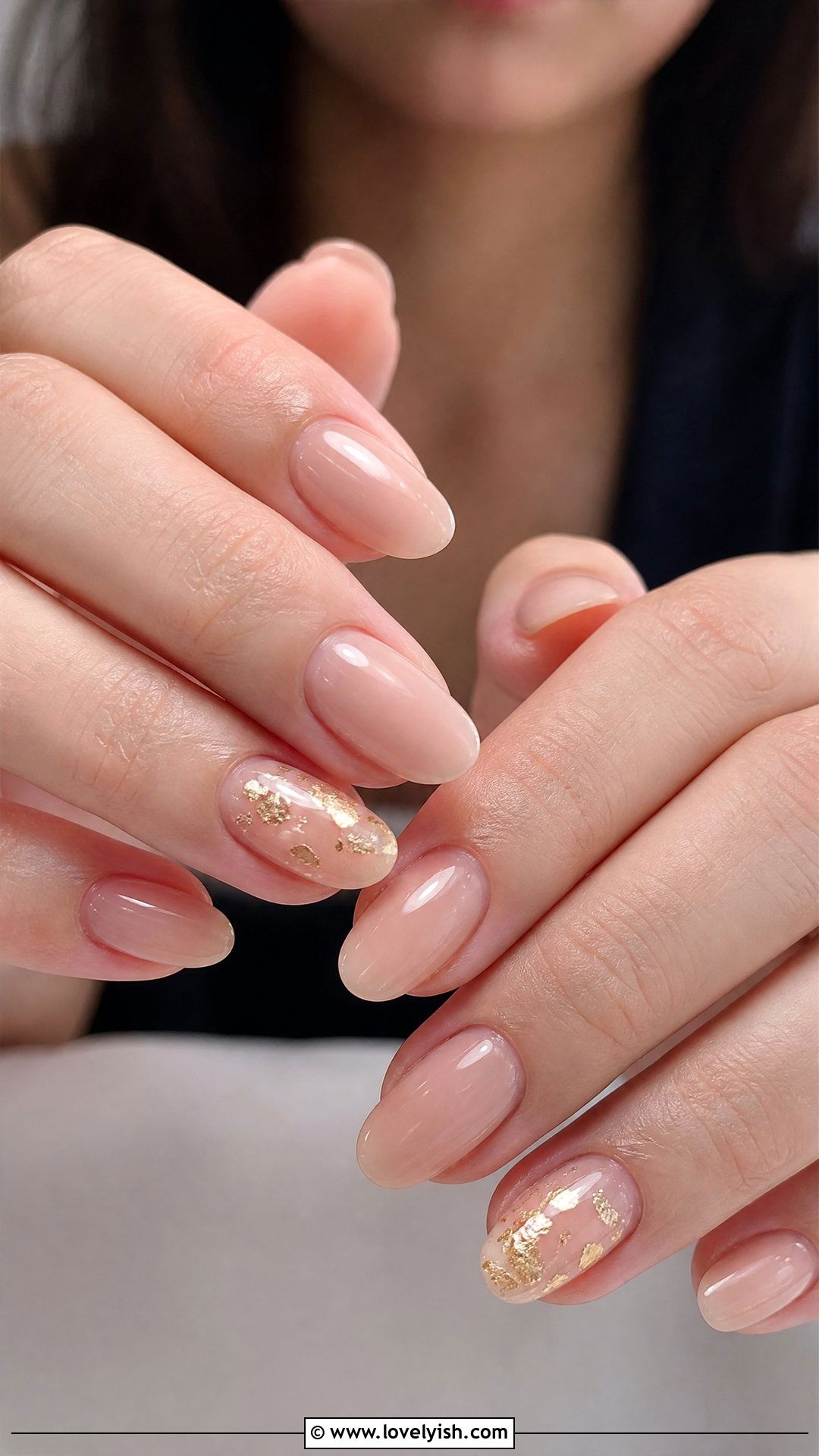 Gold Foil Nude Nails - 40 nail design template - 40 nail design template