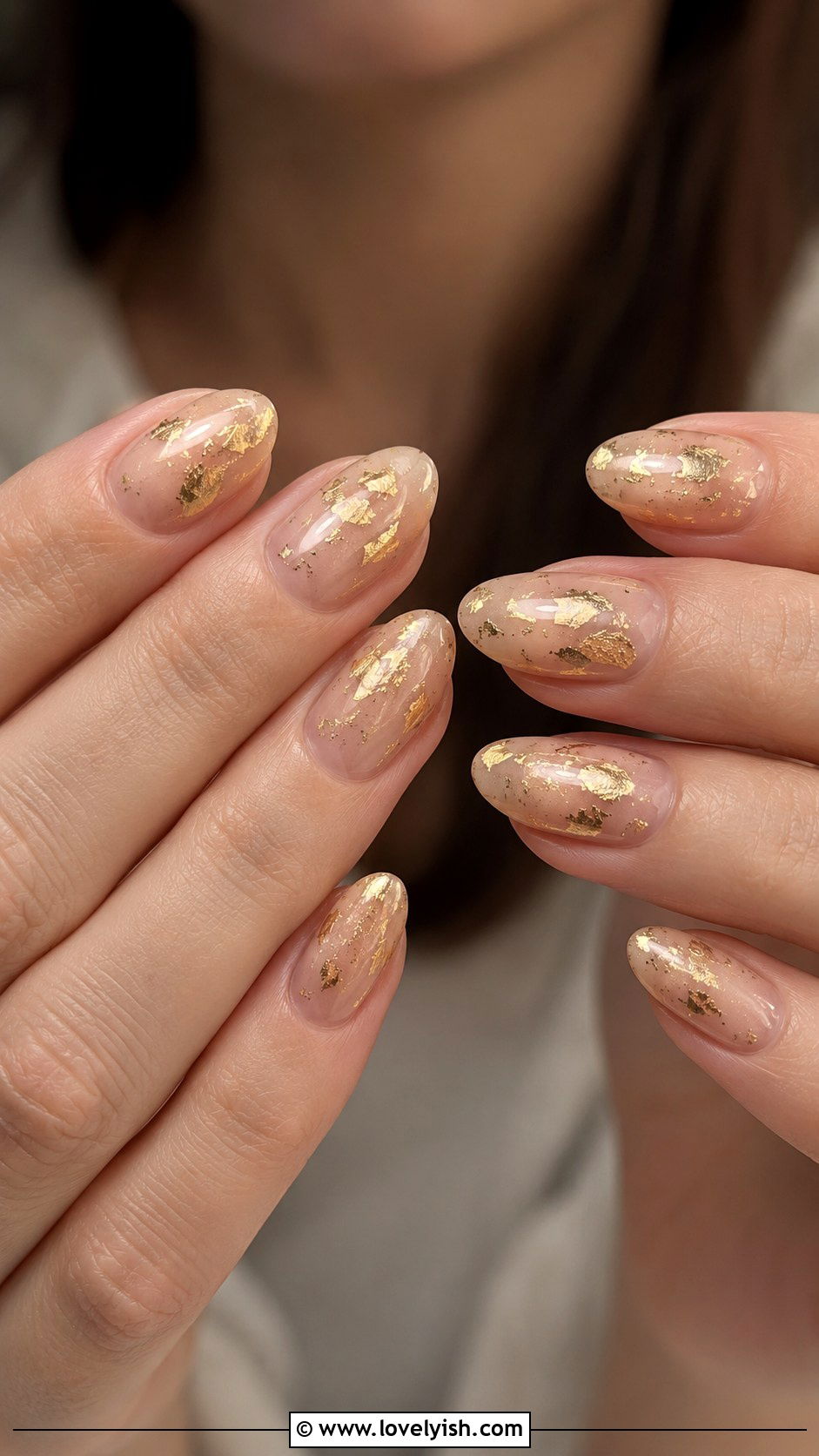 Gold Foil Nude Prom Nails - 50 prom nails - 50 prom nails