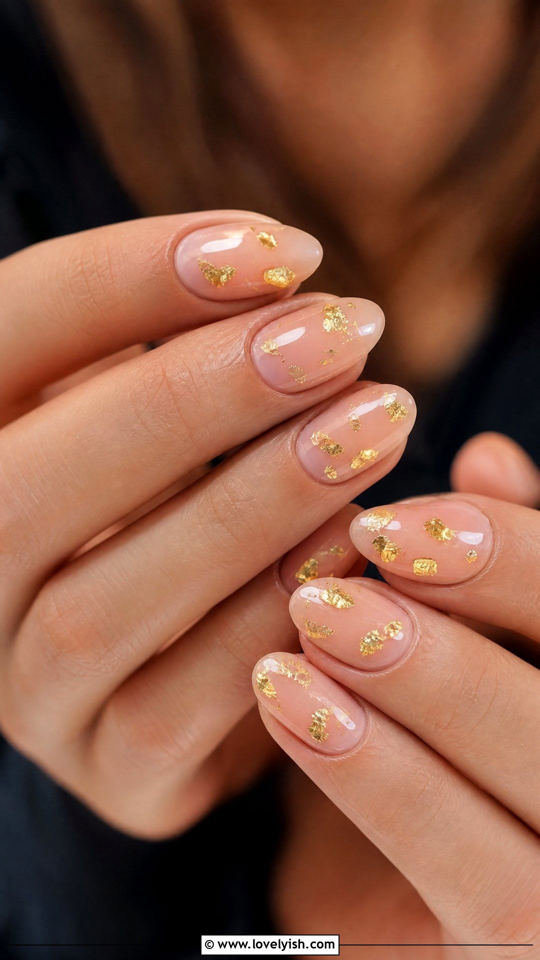 Gold Foil Speck Nails - 50 minimalist nails - 50 minimalist nails