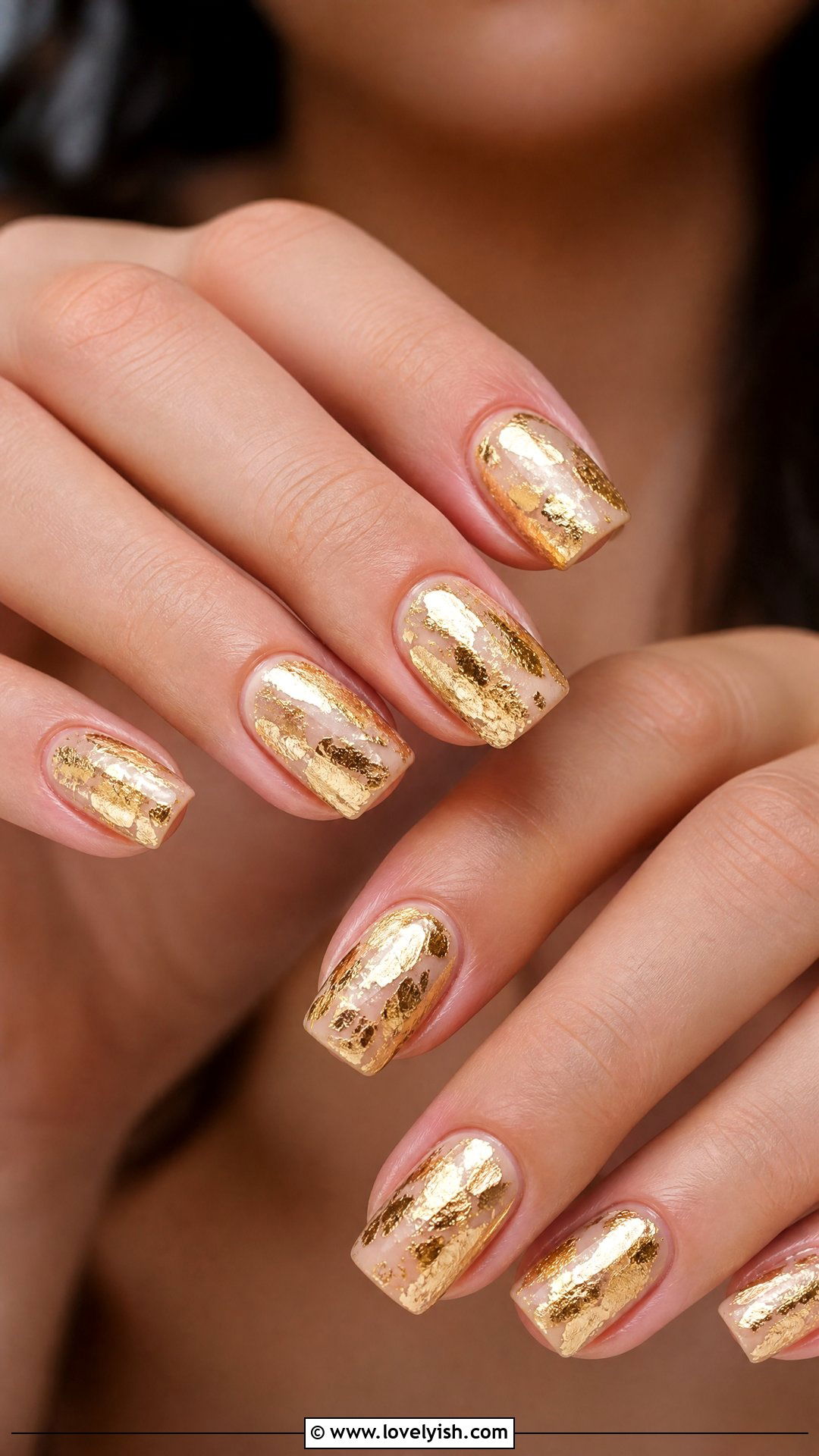 Gold Foil Squoval Nails - 50 squoval nails - 50 squoval nails