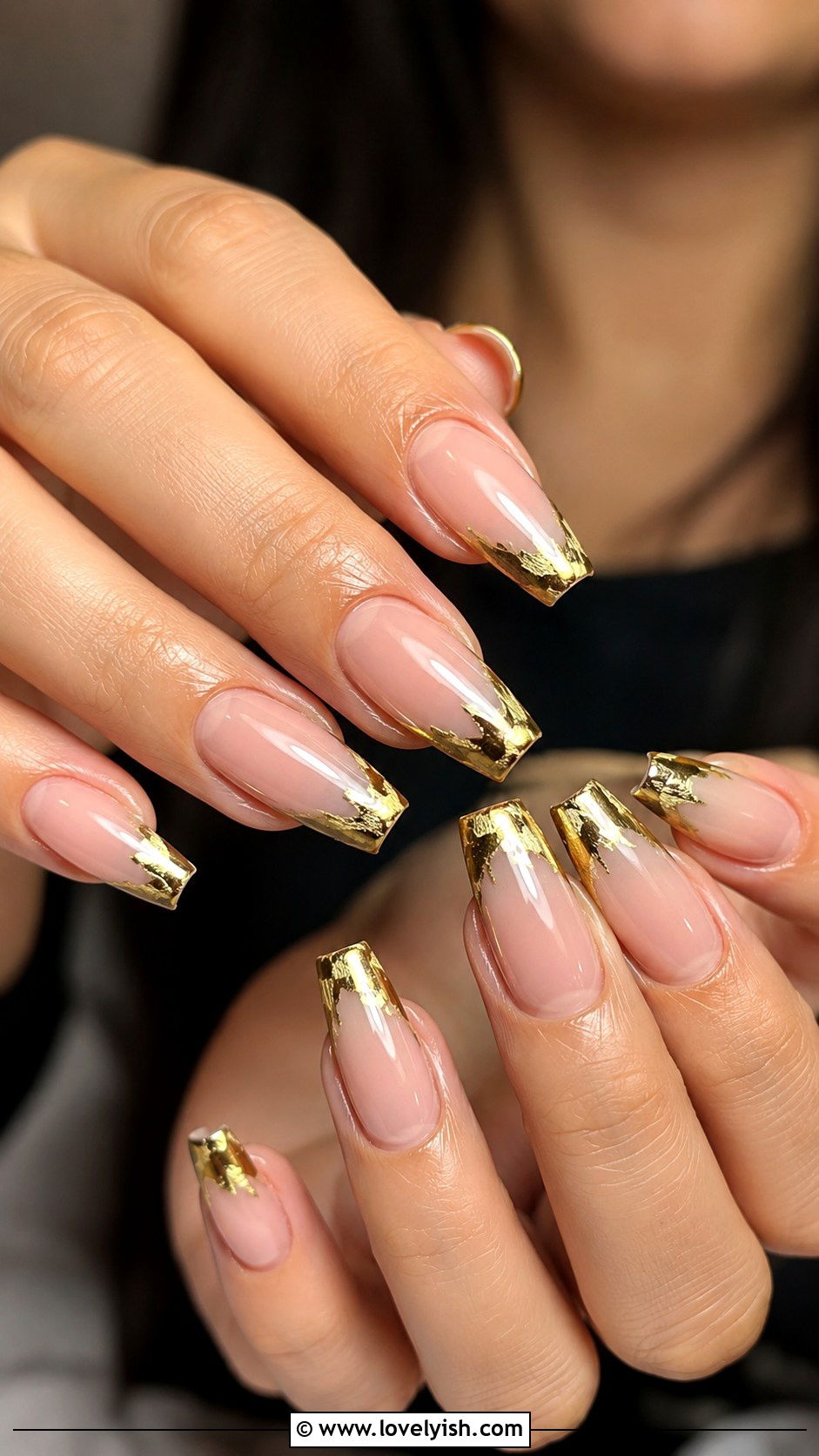 Gold French Tip Nails - 25 french manicure ideas - 25 french manicure ideas