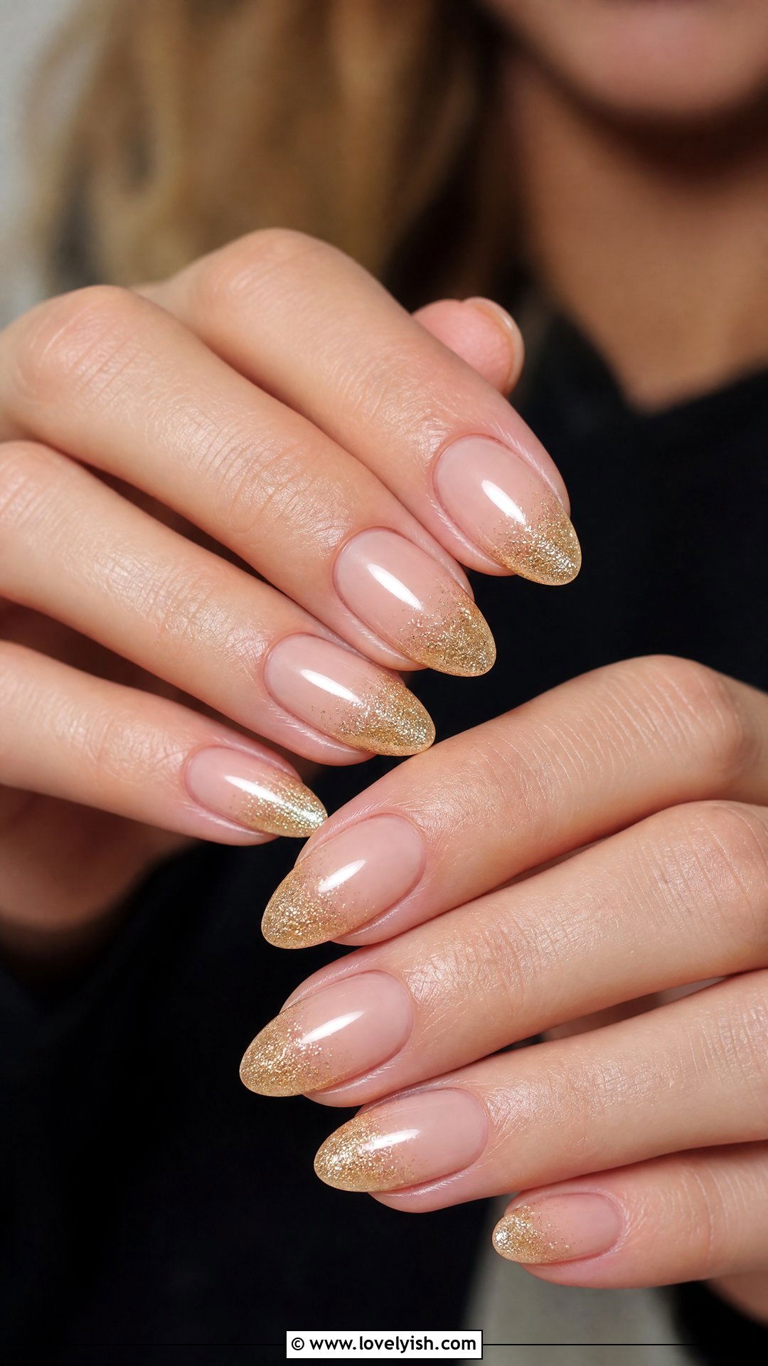Gold Glitter French Ombre - 50 french ombre nails - 50 french ombre nails
