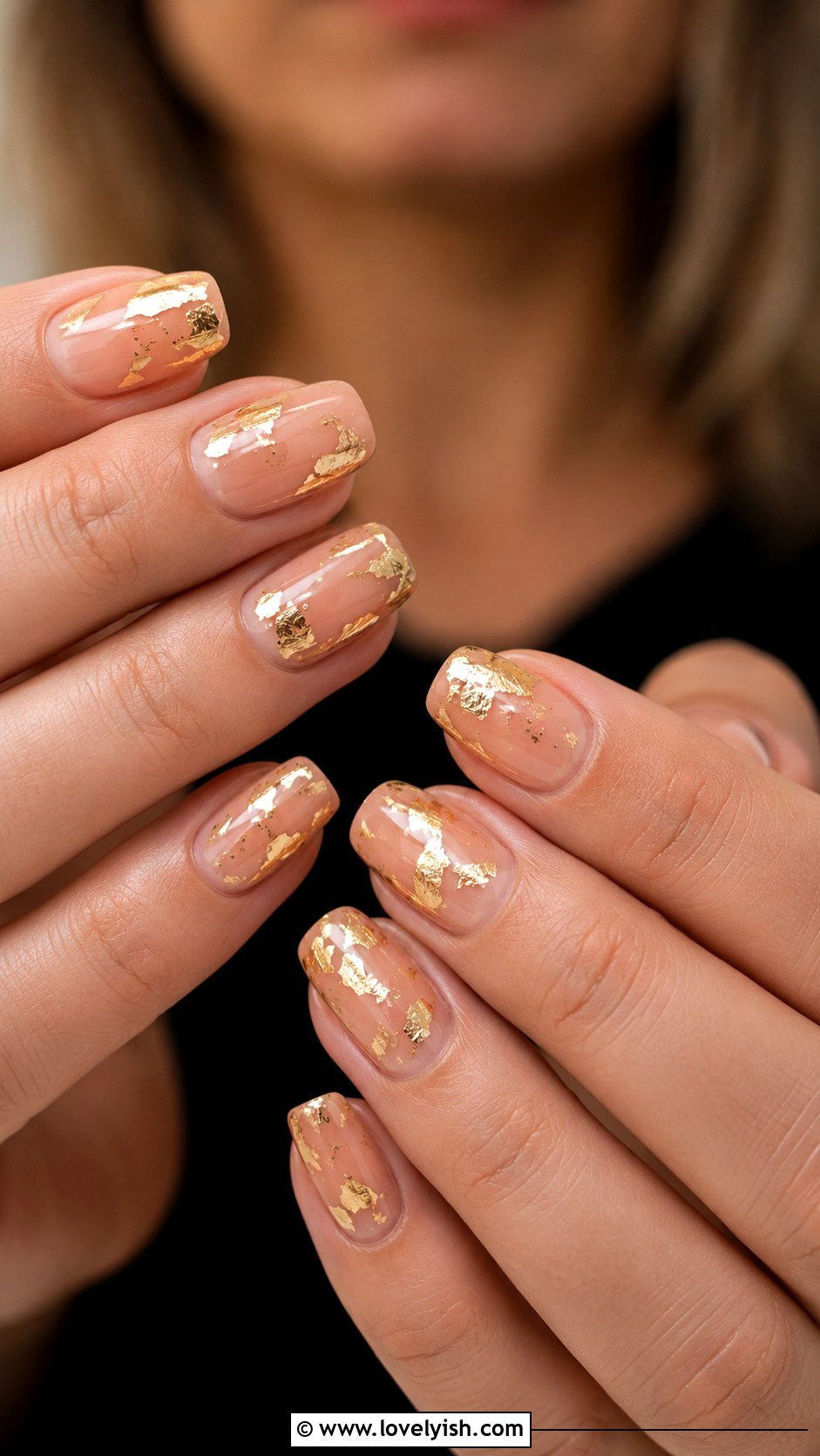Gold Leaf Nude Nails - 25 trendy nail designs - 25 trendy nail designs