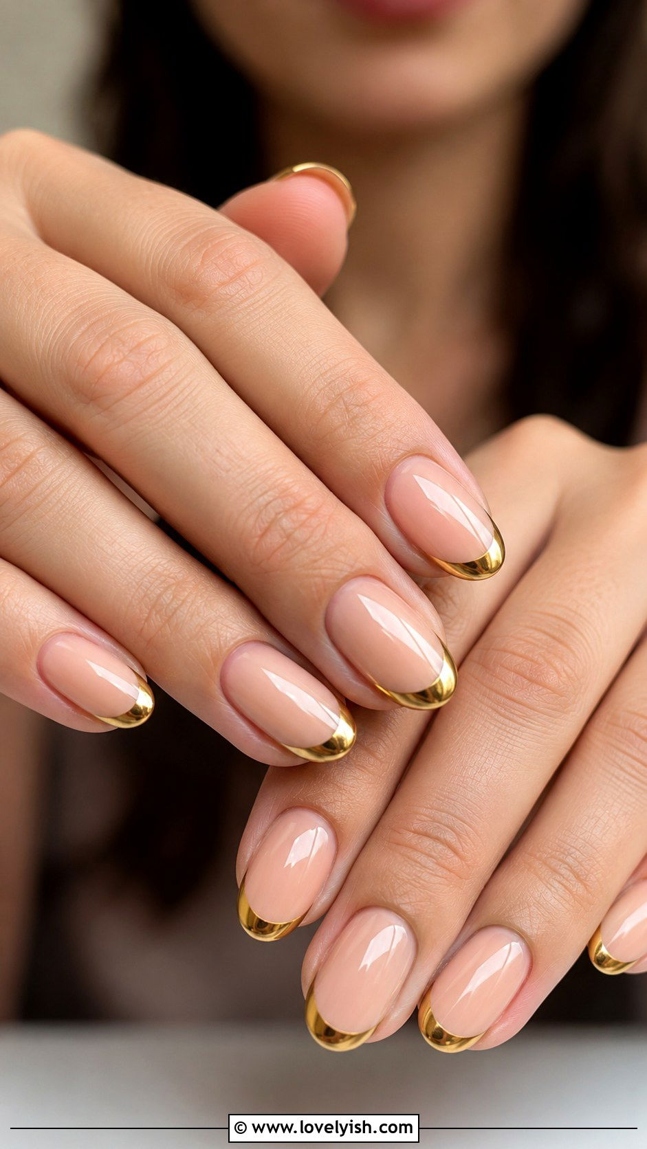 Gold Metallic French Tip Nails - 42 french nail designs - 42 french nail designs