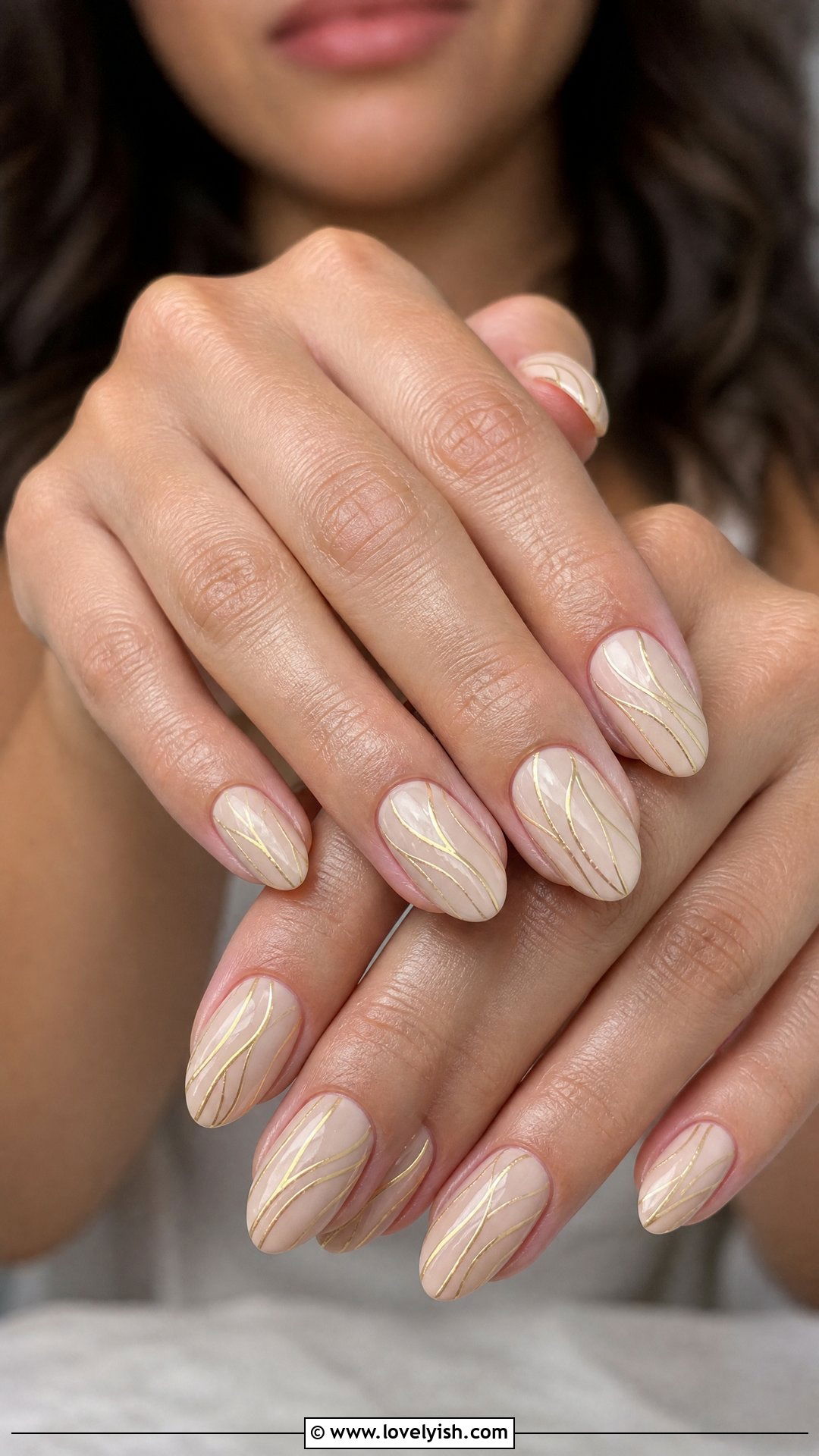 Gold Pinstripe Bridal Nails - 50 bridal nails - 50 bridal nails