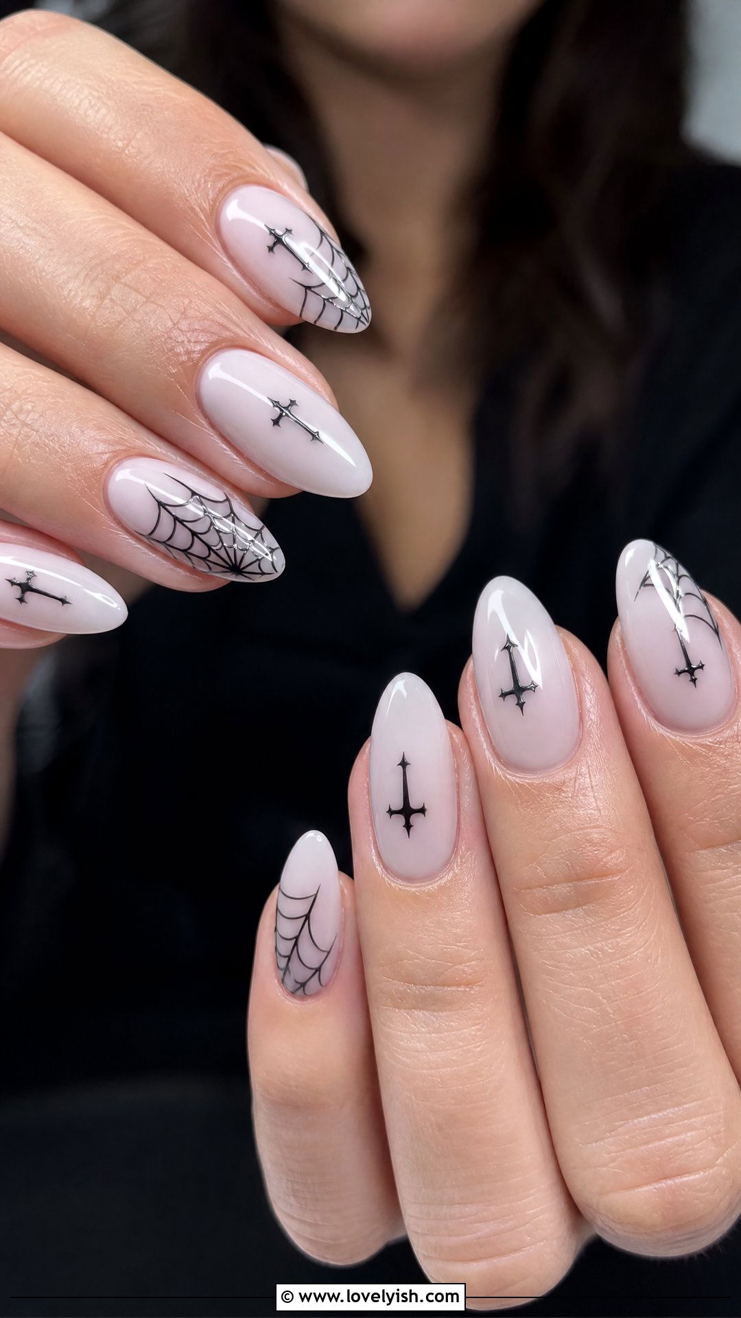 Goth Milky White Nails - 50 edgy nails - 50 edgy nails