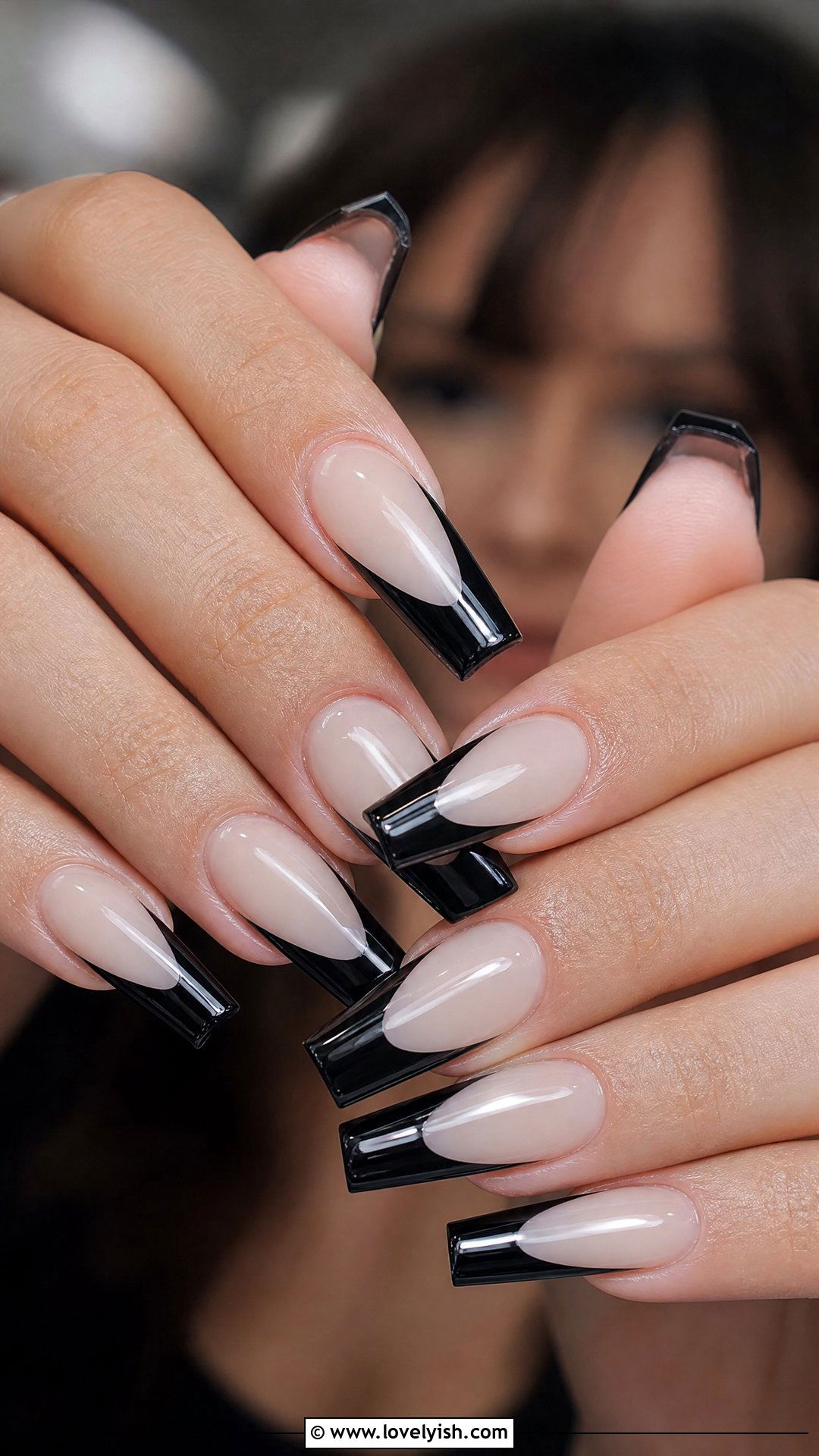 Gothic Black French Tip Nails - 50 concert nails - 50 concert nails