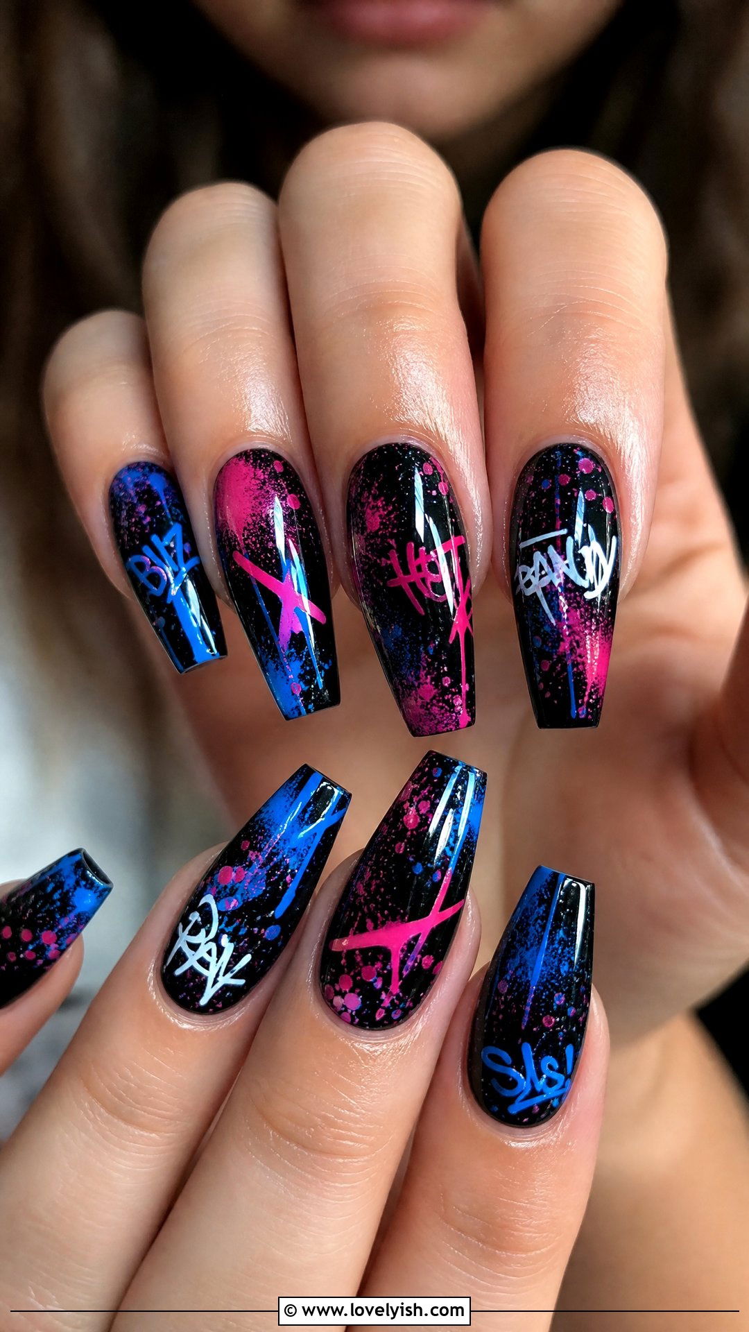 Graffiti Spray Paint Nails - 50 crazy nail designs - 50 crazy nail designs