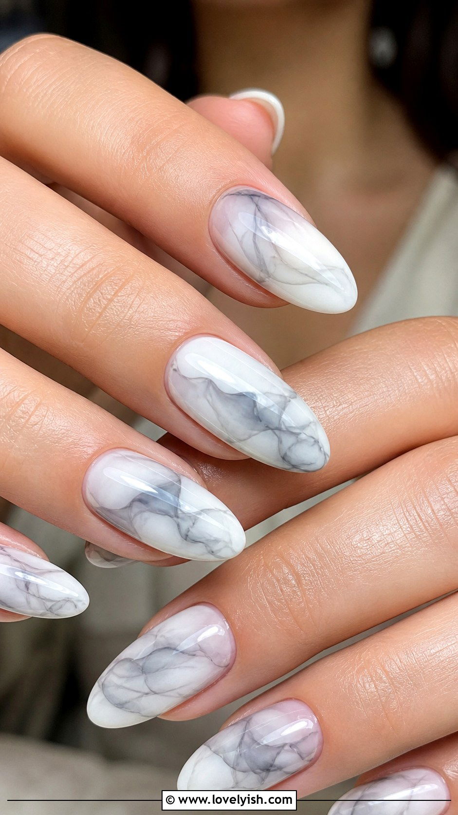 Gray and White Smoke Swirl Nails - 50 swirl nails - 50 swirl nails