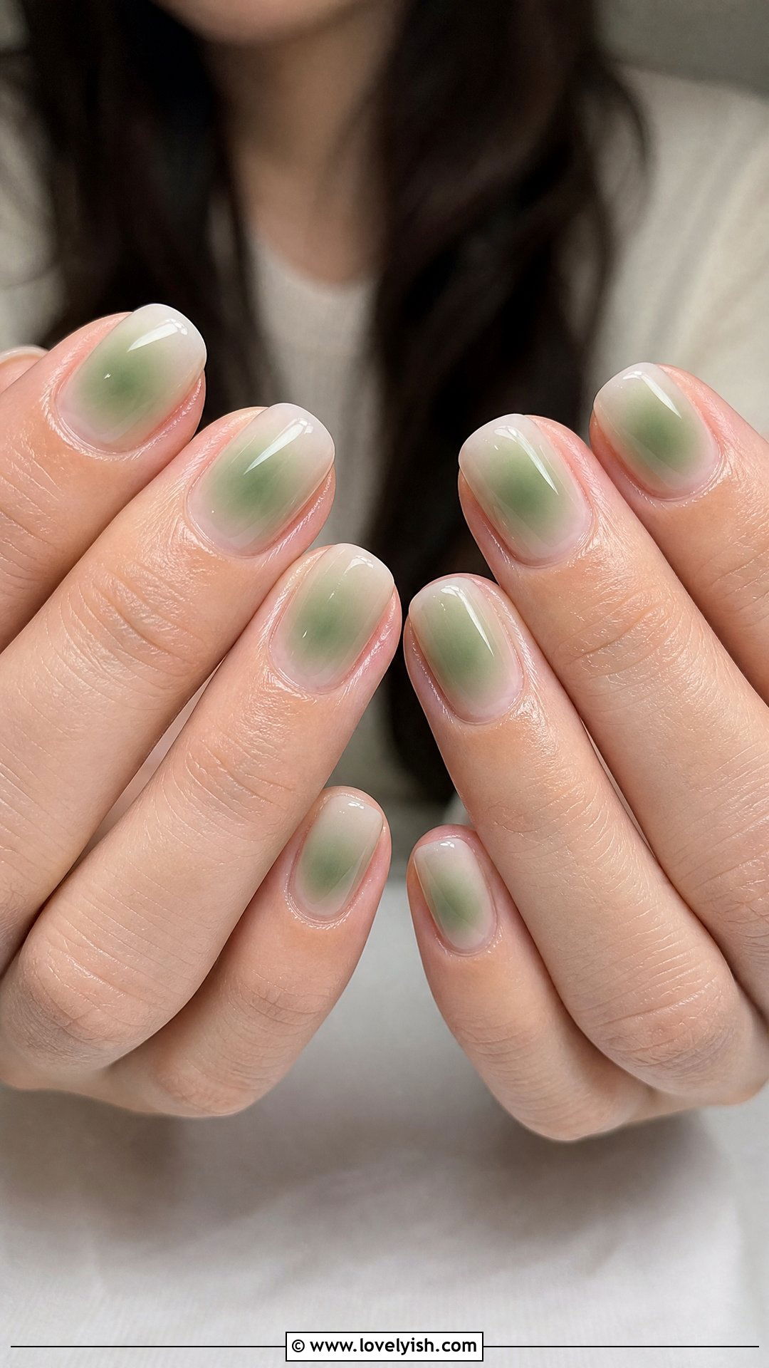 Green Aura Nails with Glossy Finish - 25 aura nail designs - 25 aura nail designs
