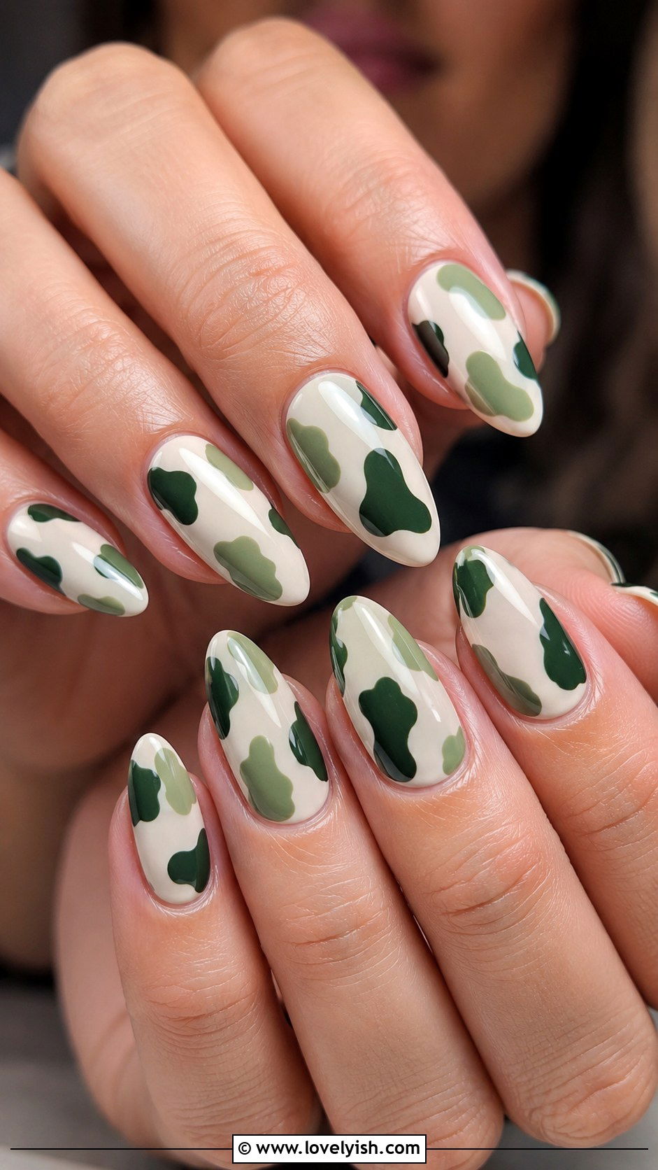 Green Cow Print Nails - 38 green nail designs - 38 green nail designs