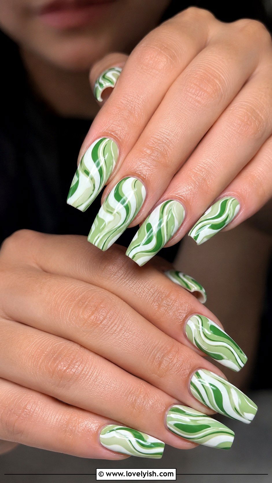 Green and White Swirl Nails - 50 green nails - 50 green nails