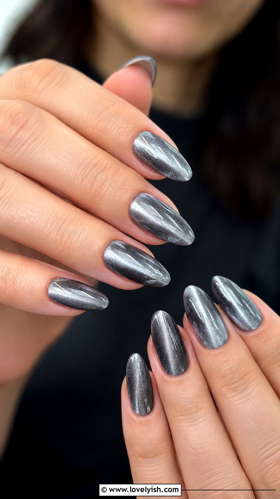 Grey Cat Eye Magnetic Nails - 50 grey nail designs - 50 grey nail designs