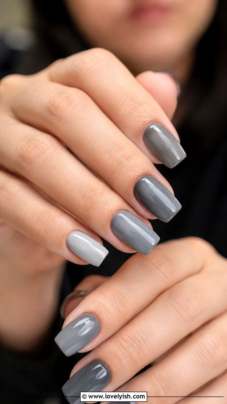 Grey Gradient Five Shade Nails - 50 grey nail designs - 50 grey nail designs