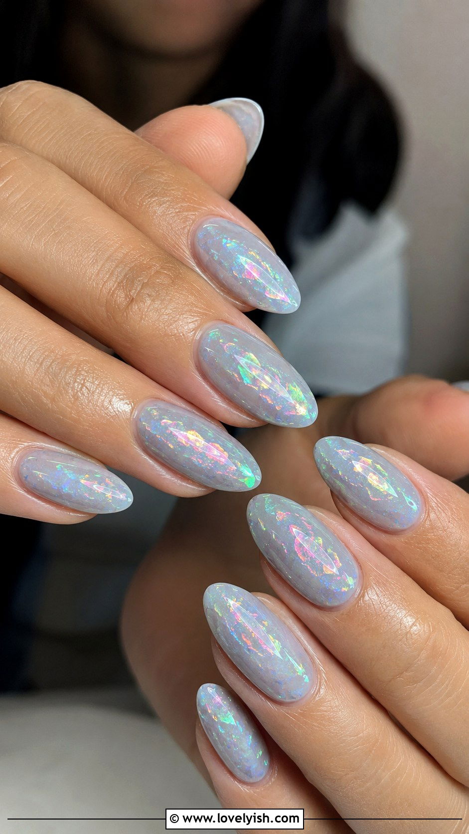 Grey Iridescent Mermaid Nails - 50 grey nail designs - 50 grey nail designs