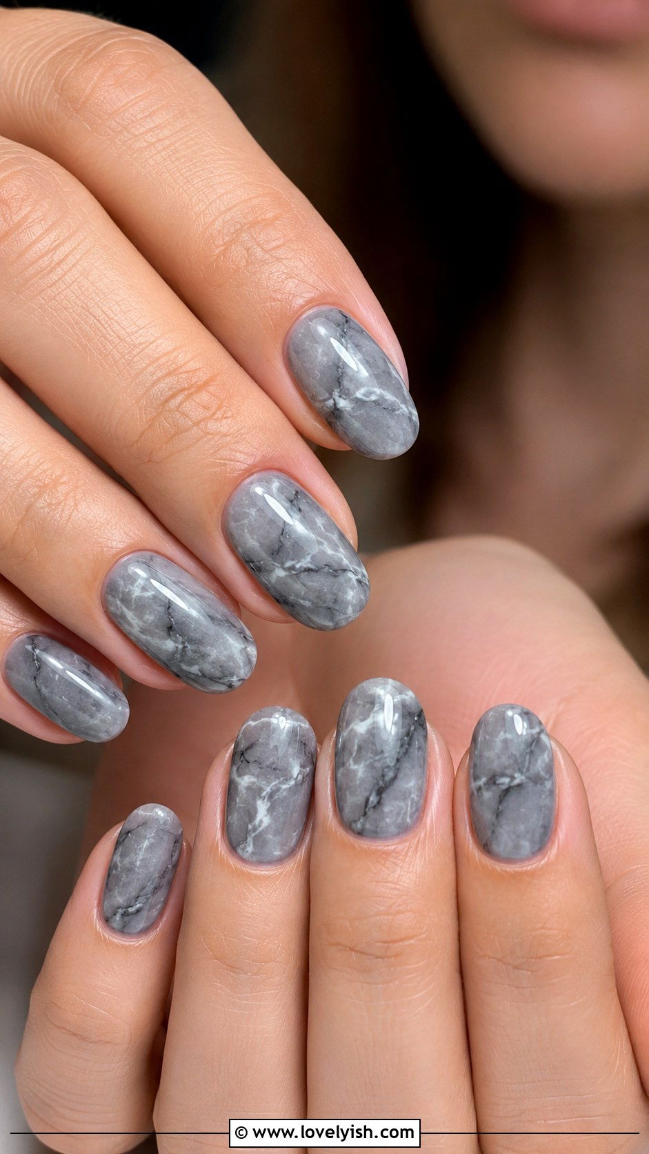 Grey Marble Nails - 50 grey nail designs - 50 grey nail designs