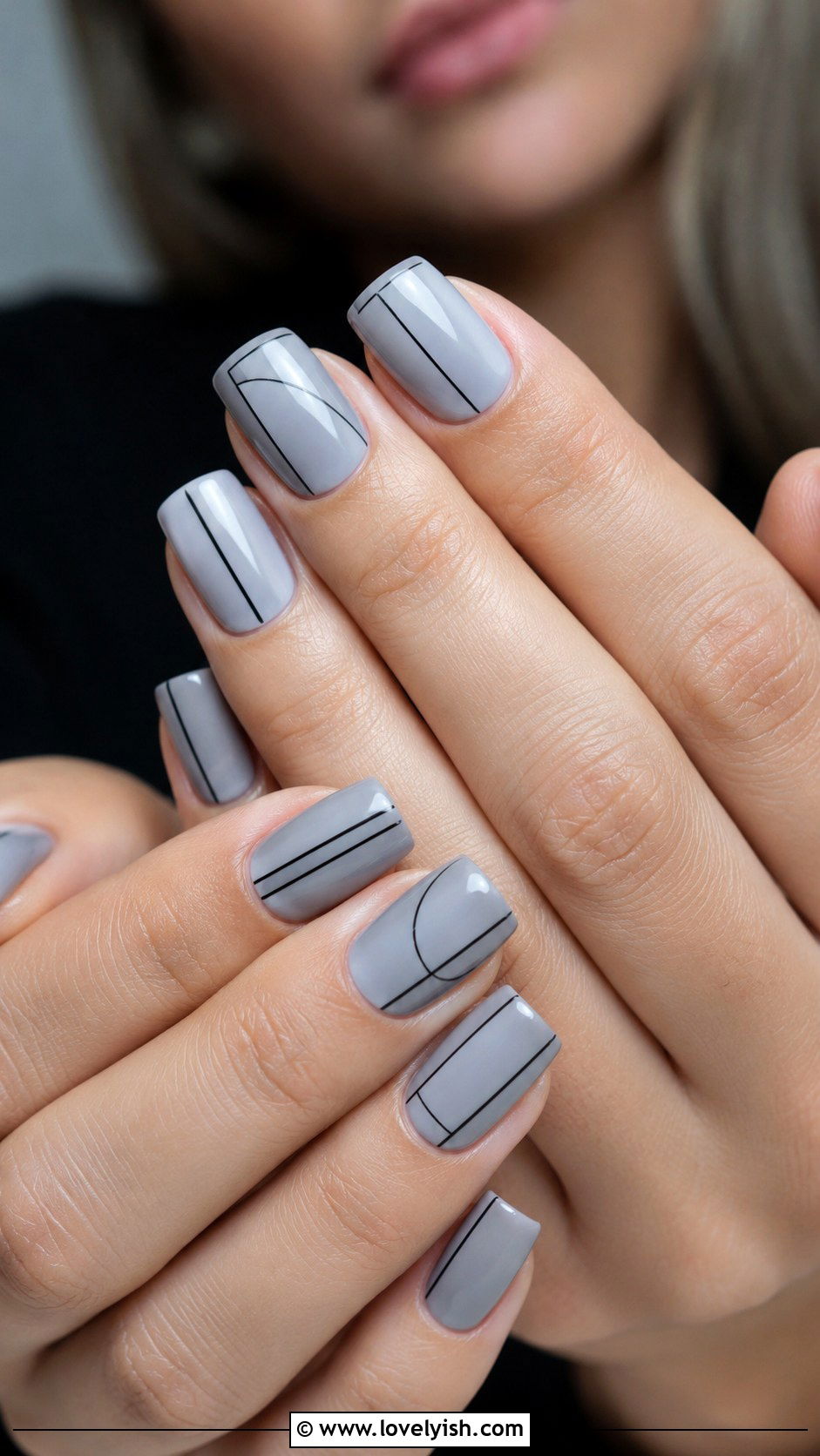 Grey Minimalist Line Art Nails - 50 grey nail designs - 50 grey nail designs