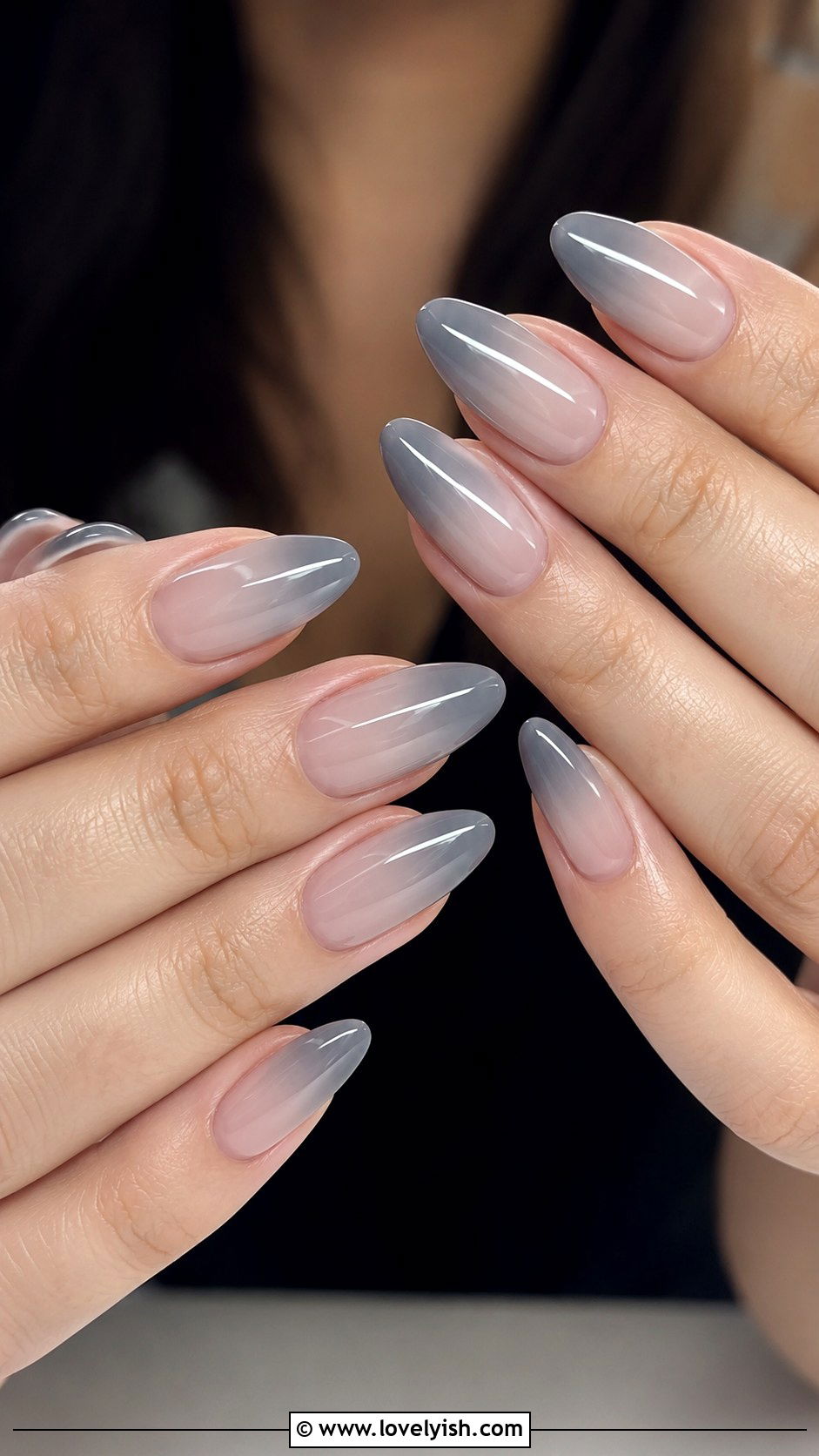 Grey Ombre French Tip Nails - 50 grey nail designs - 50 grey nail designs