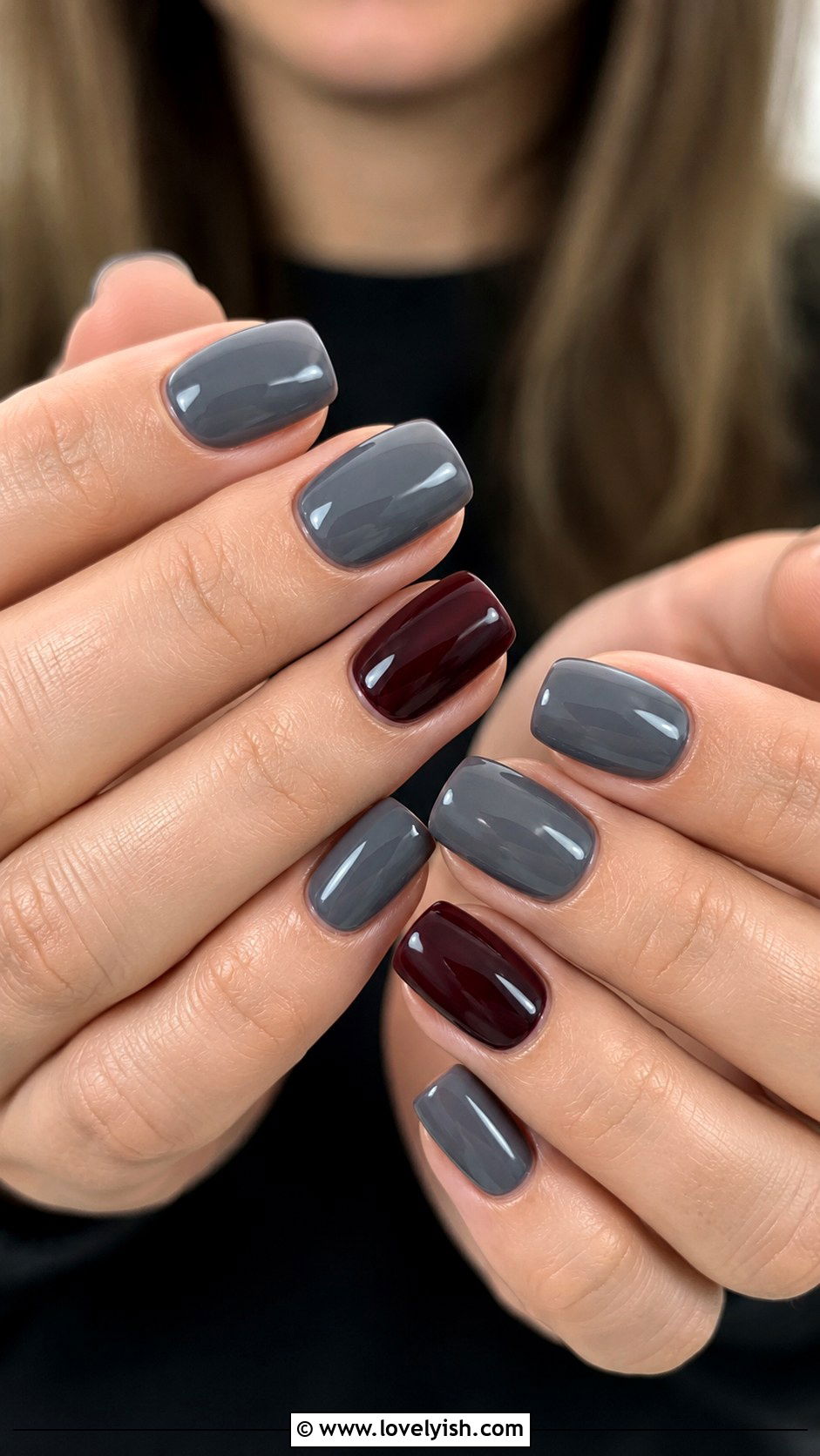 Grey Ombre with Silver Chrome Tips - 50 grey nail designs - 50 grey nail designs