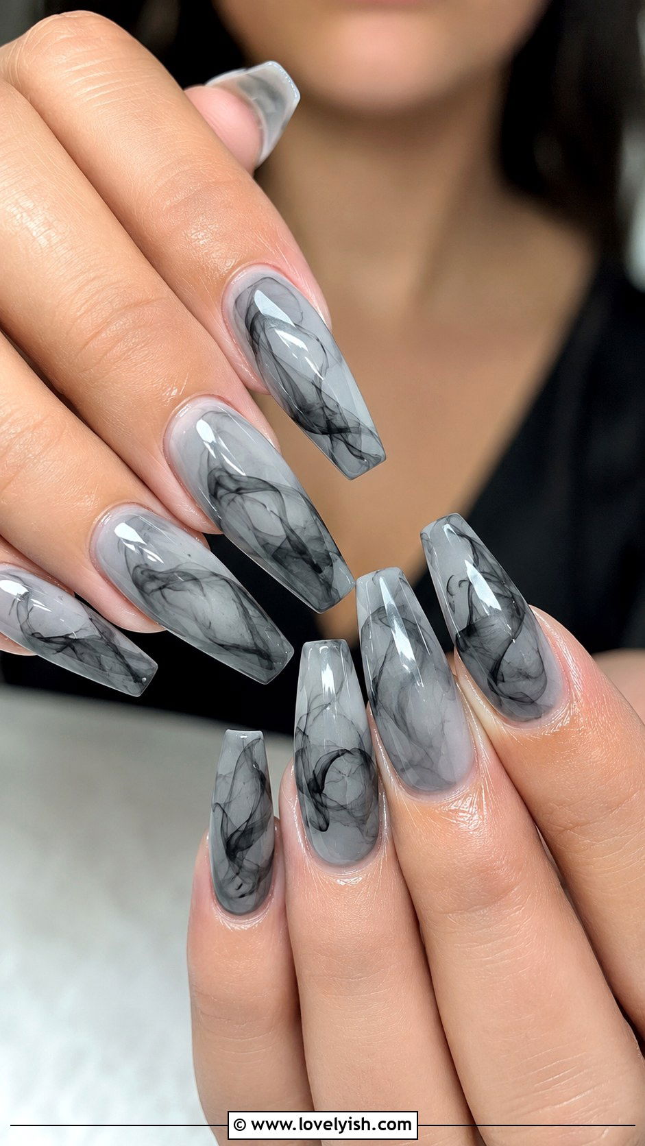 Grey Smoke Effect Nails - 50 grey nail designs - 50 grey nail designs