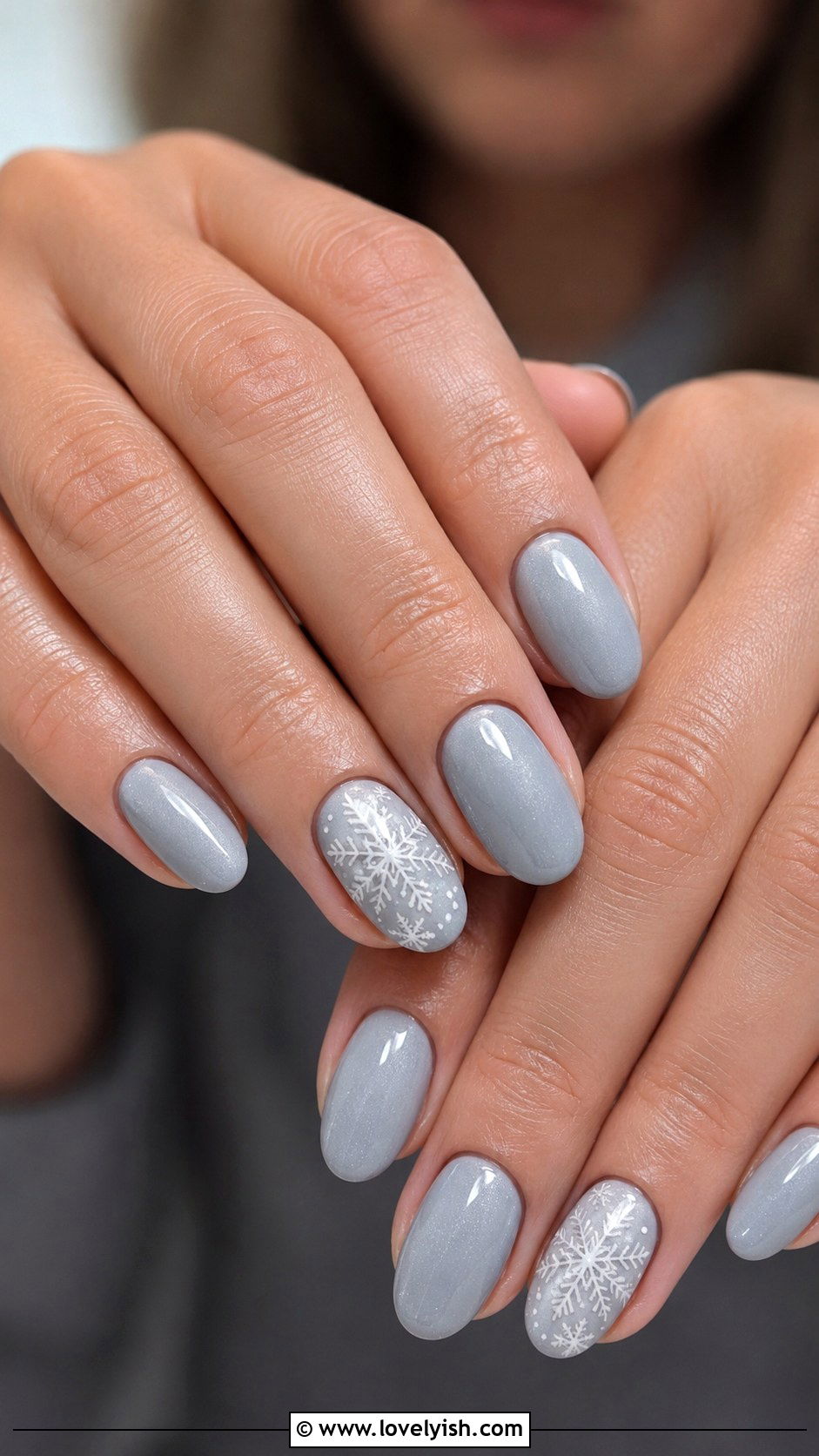 Grey Snowflake Winter Nails - 50 grey nail designs - 50 grey nail designs