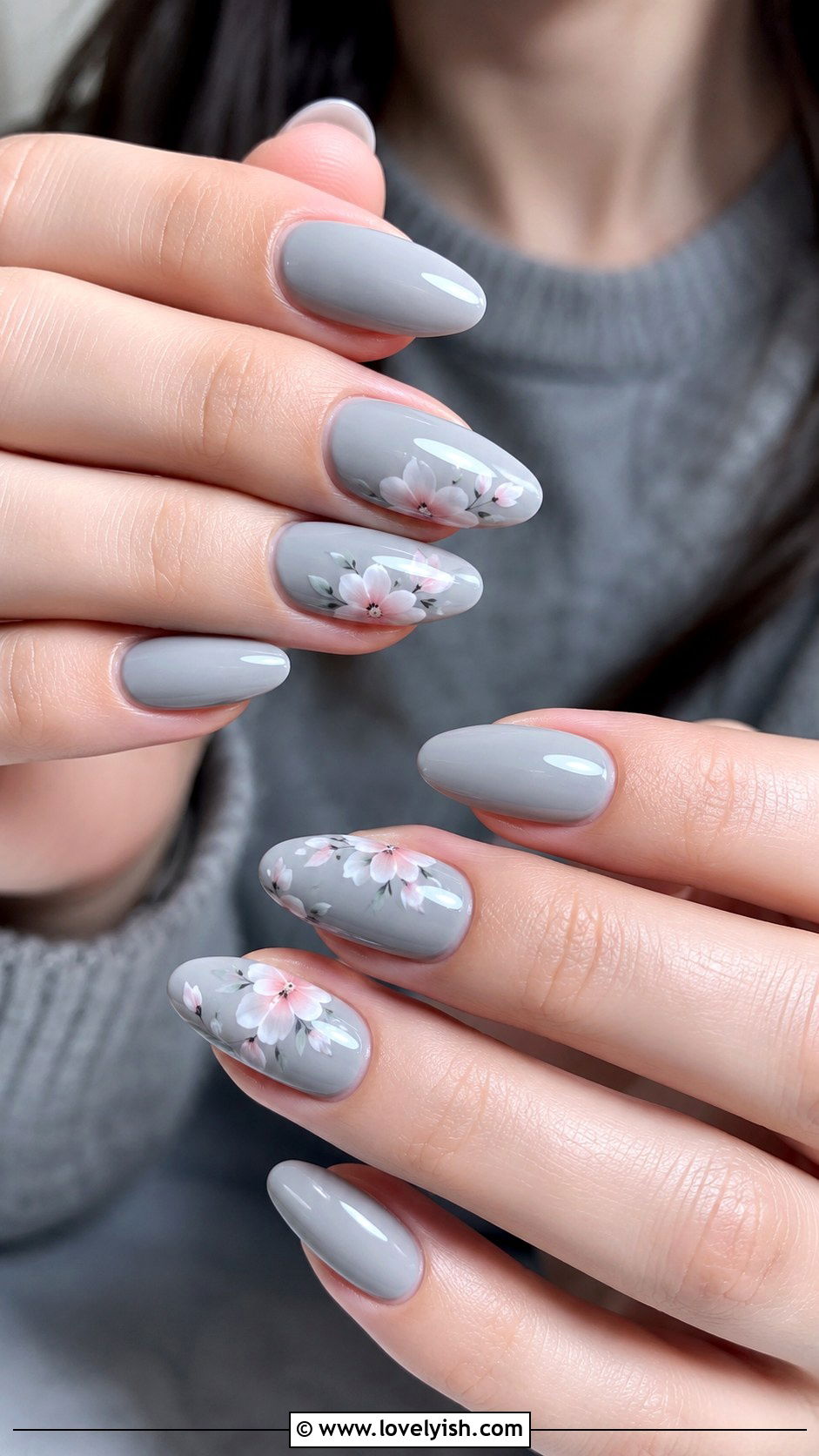 Grey and Burgundy Accent Nails - 50 grey nail designs - 50 grey nail designs