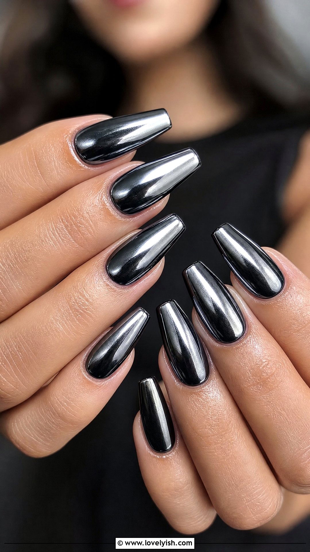 Gunmetal Chrome Nails - 50 edgy nails - 50 edgy nails