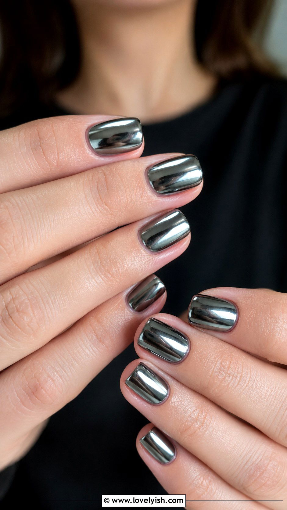 Gunmetal Gray Chrome Nails - 50 mens nail design ideas - 50 mens nail design ideas