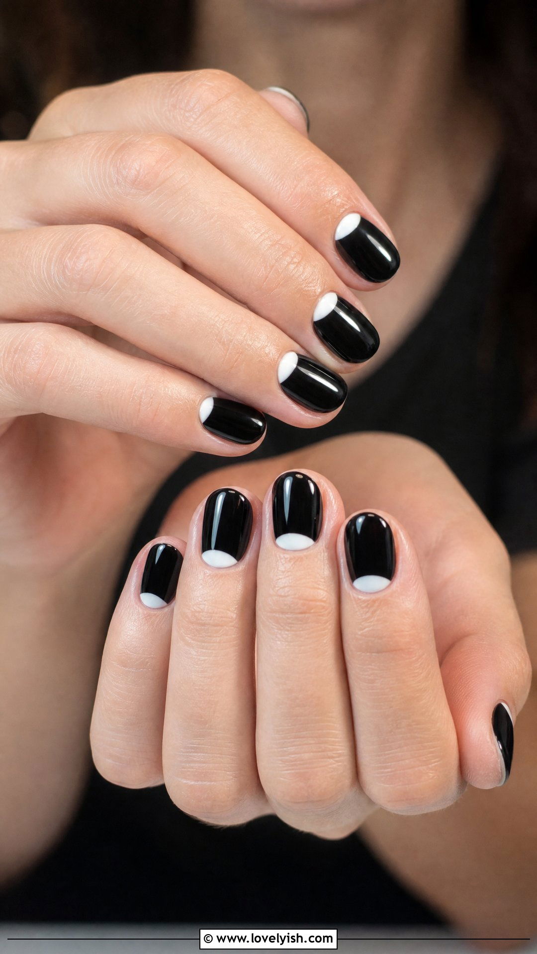 Half Moon Manicure Nails - 50 black and white nail designs - 50 black and white nail designs