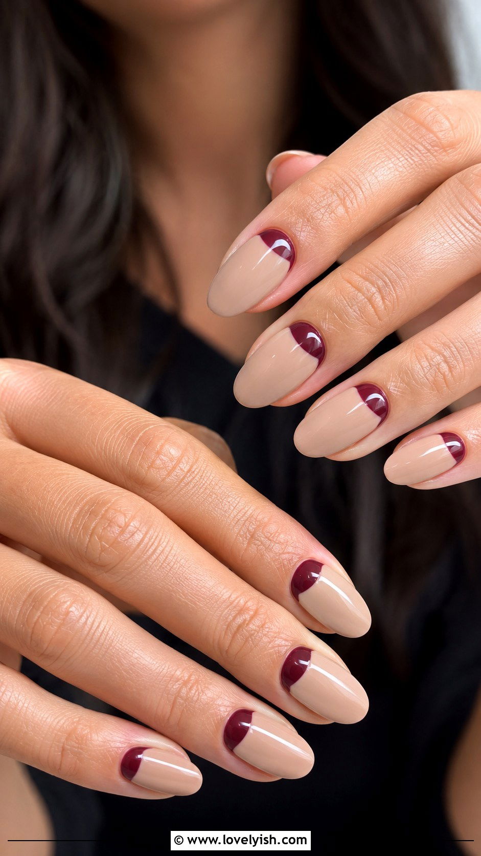 Half Moon Nails With the Polish Brush - 25 easy nail art designs for beginners without tools - 25 easy nail art designs for beginners without tools