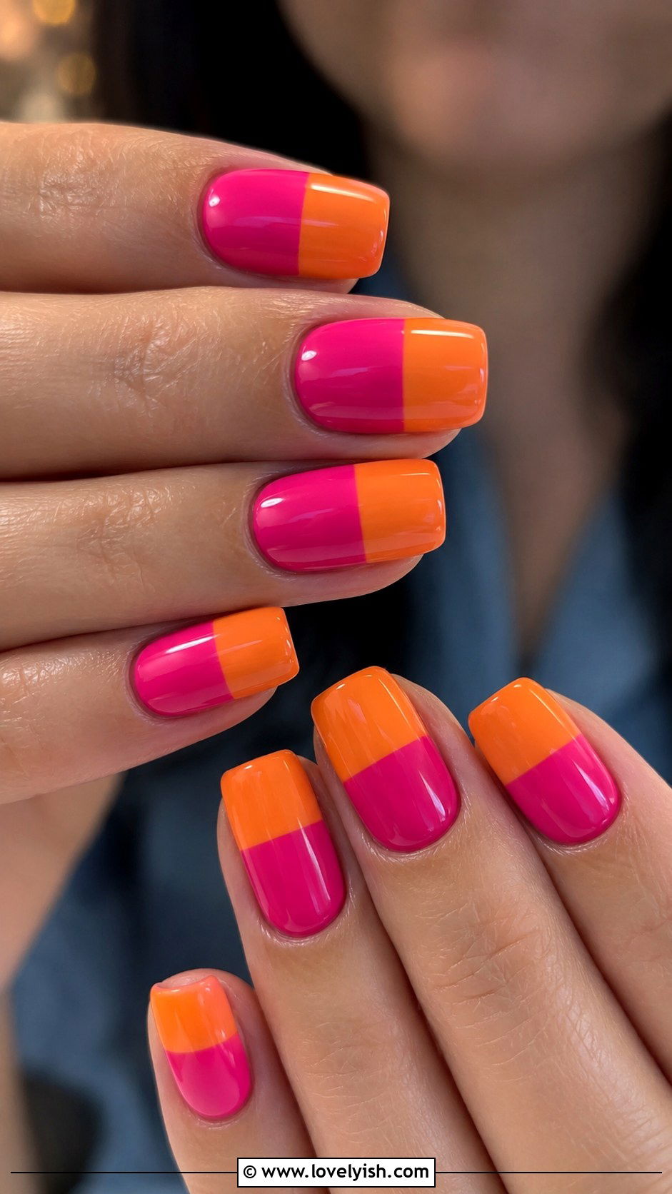 Half and Half Color Block Nails - 50 diy nail art - 50 diy nail art