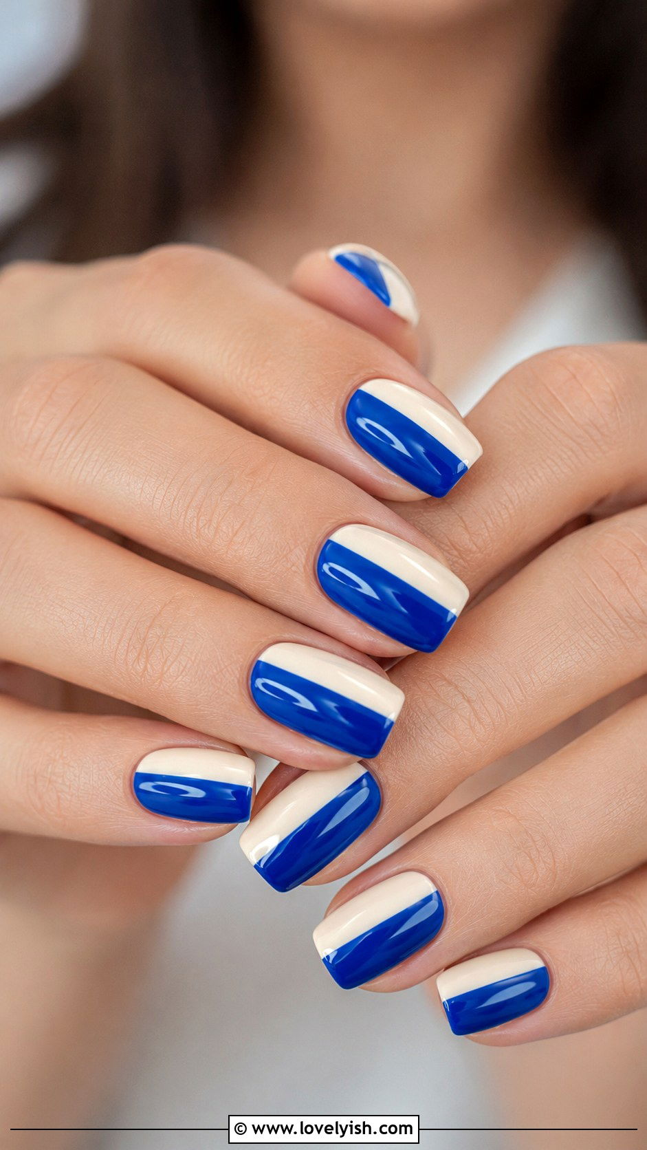 Half and Half Color Block Nails - 25 geometric nail designs - 25 geometric nail designs