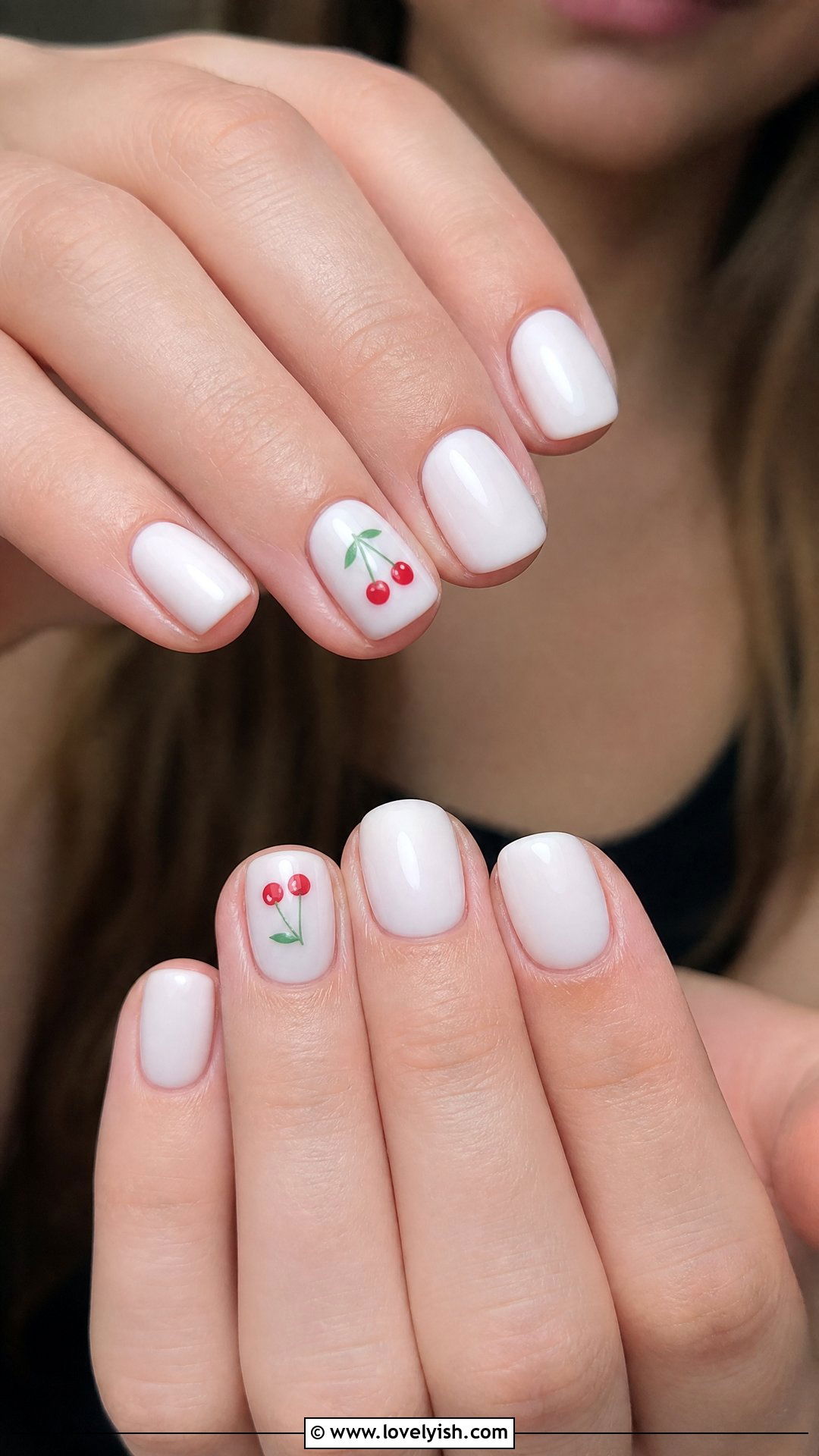 Hand Painted Cherry Nails - 50 classic nail designs - 50 classic nail designs