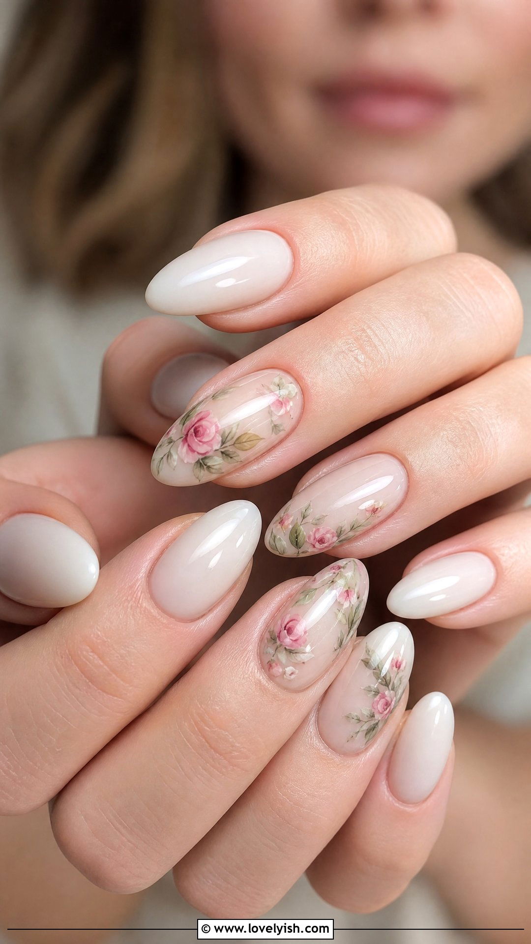 Hand Painted Floral Wedding Nails - 50 classic wedding nails - 50 classic wedding nails