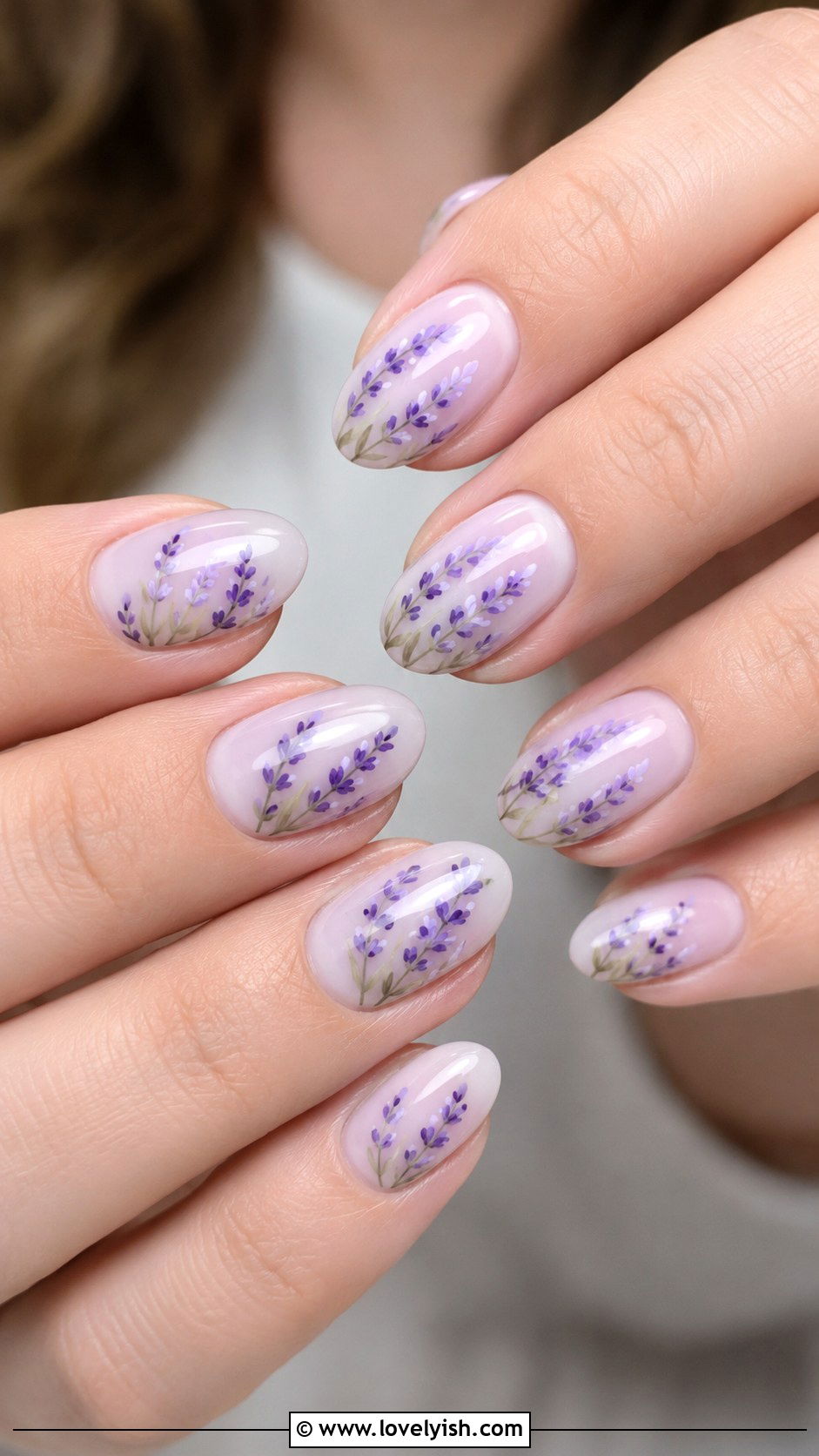 Hand Painted Lavender Floral Nails - 33 purple nail design ideas - 33 purple nail design ideas