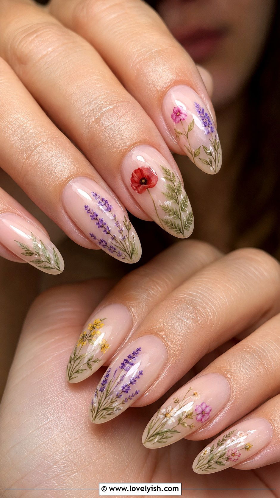 Hand Painted Wildflower Nails - 38 flower nail art ideas - 38 flower nail art ideas
